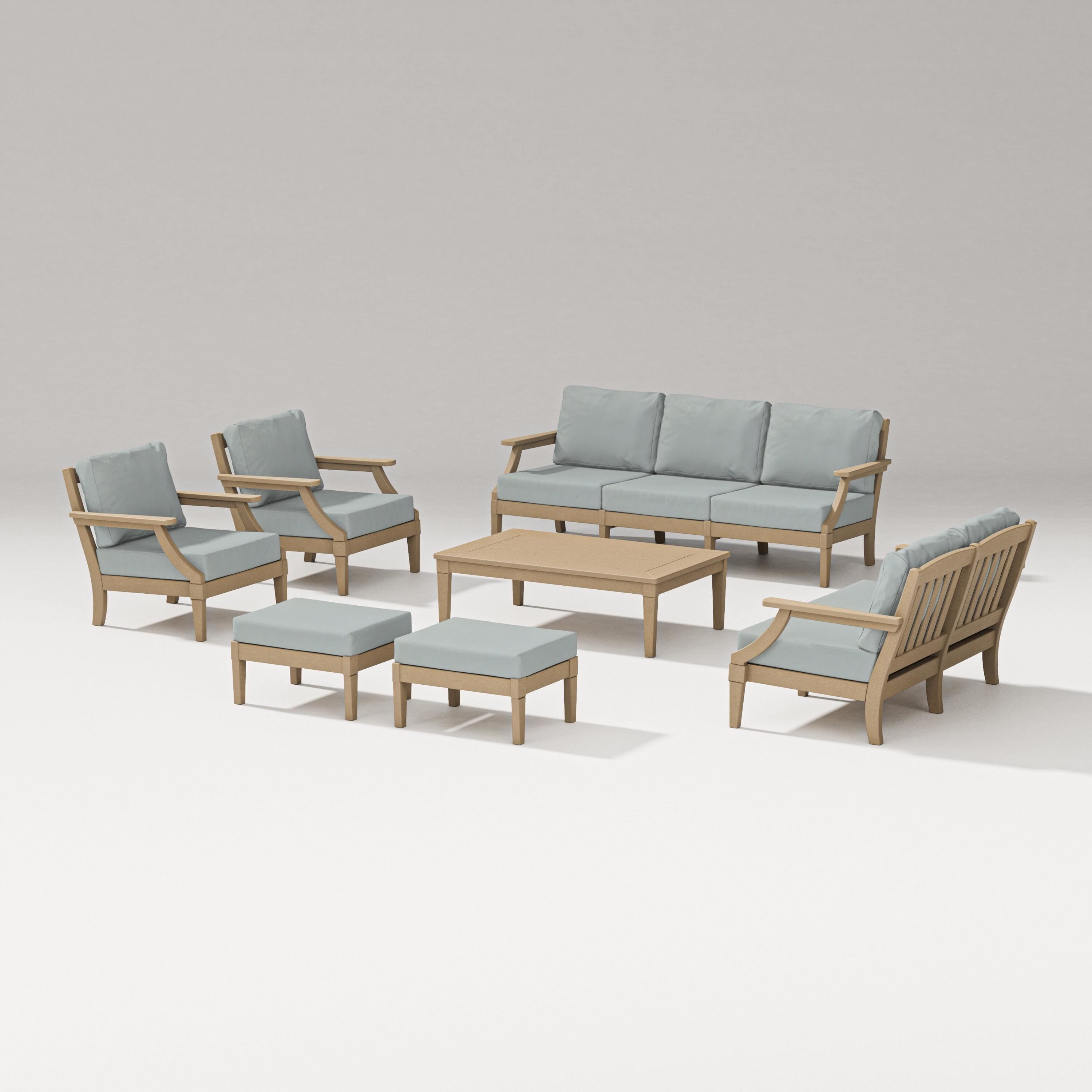 PW Designer Series Estate 7-Piece Lounge Sofa Set in Vintage Sahara / Spa