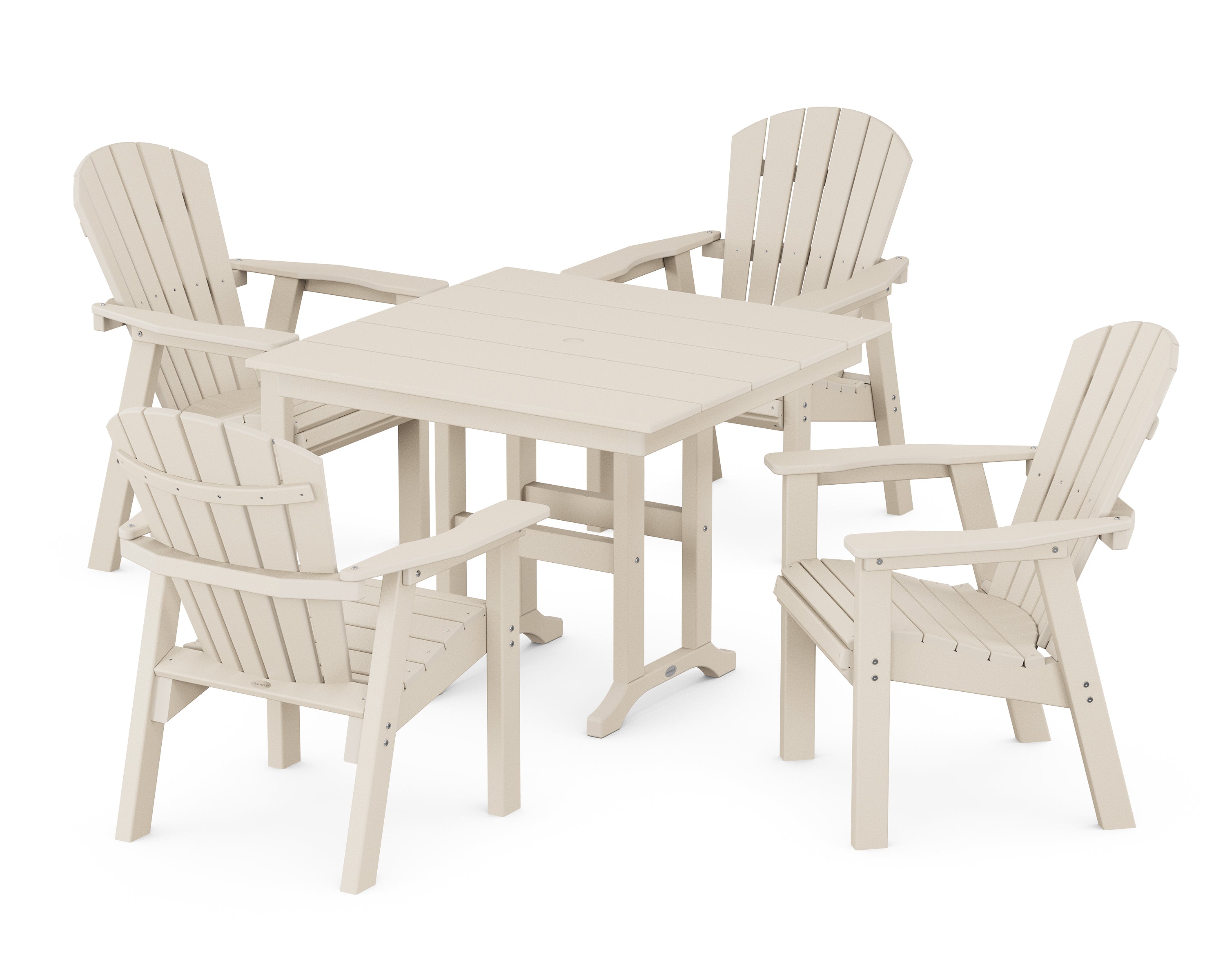 POLYWOOD® Seashell Chair 5-Piece Farmhouse Dining Set in Sand