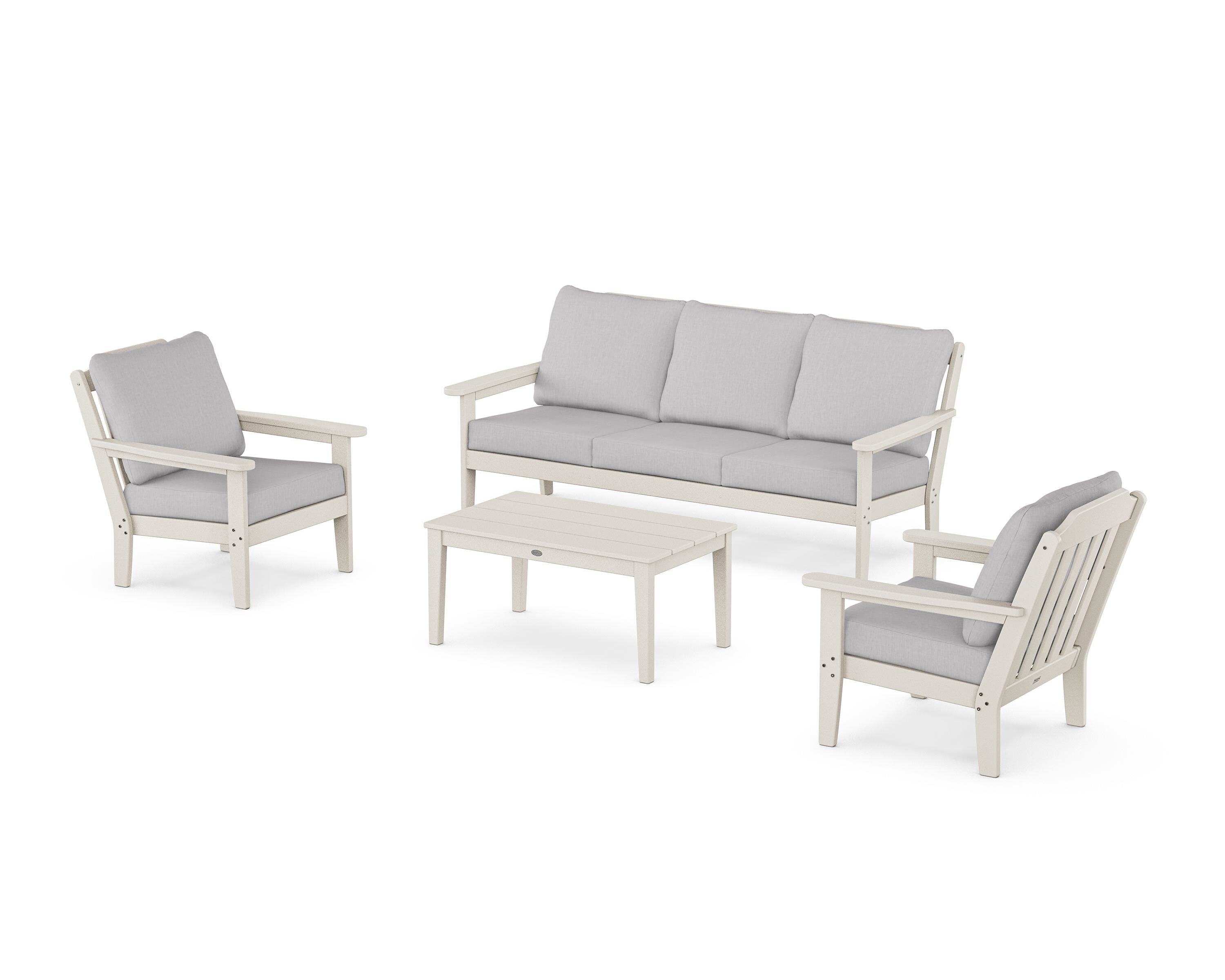 Country Living Cottage 4-Piece Deep Seating Set with Sofa in Sand / Granite