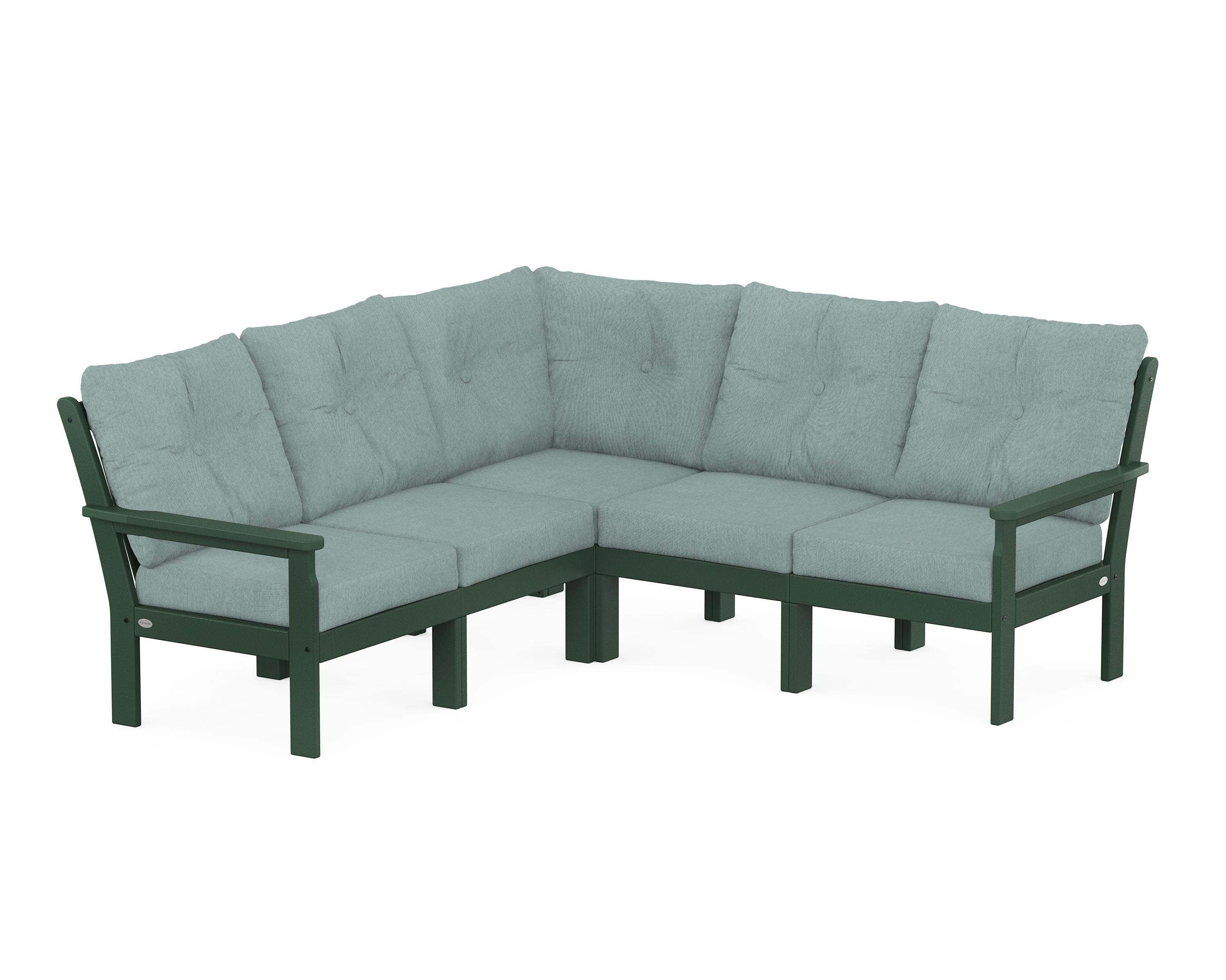 POLYWOOD Vineyard 5-Piece Sectional in Green / Glacier Spa