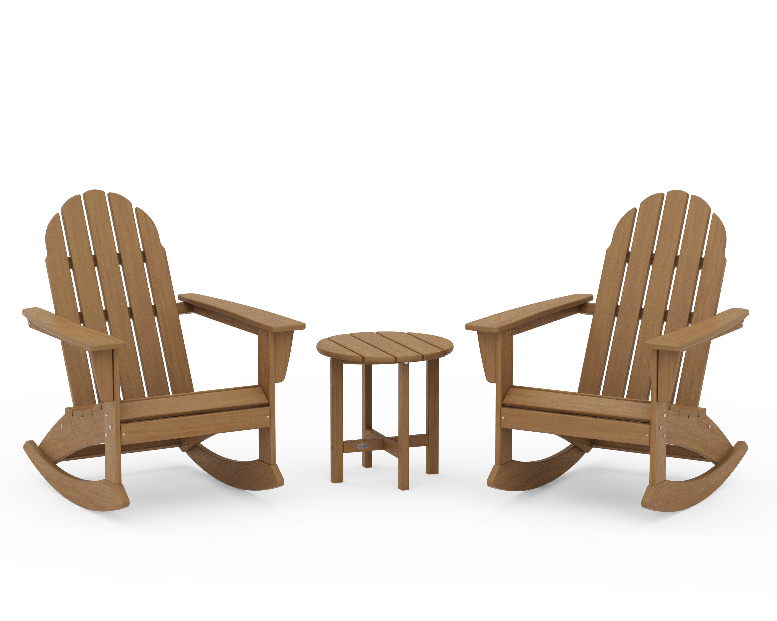POLYWOOD Vineyard 3-Piece Adirondack Rocking Chair Set in Natural