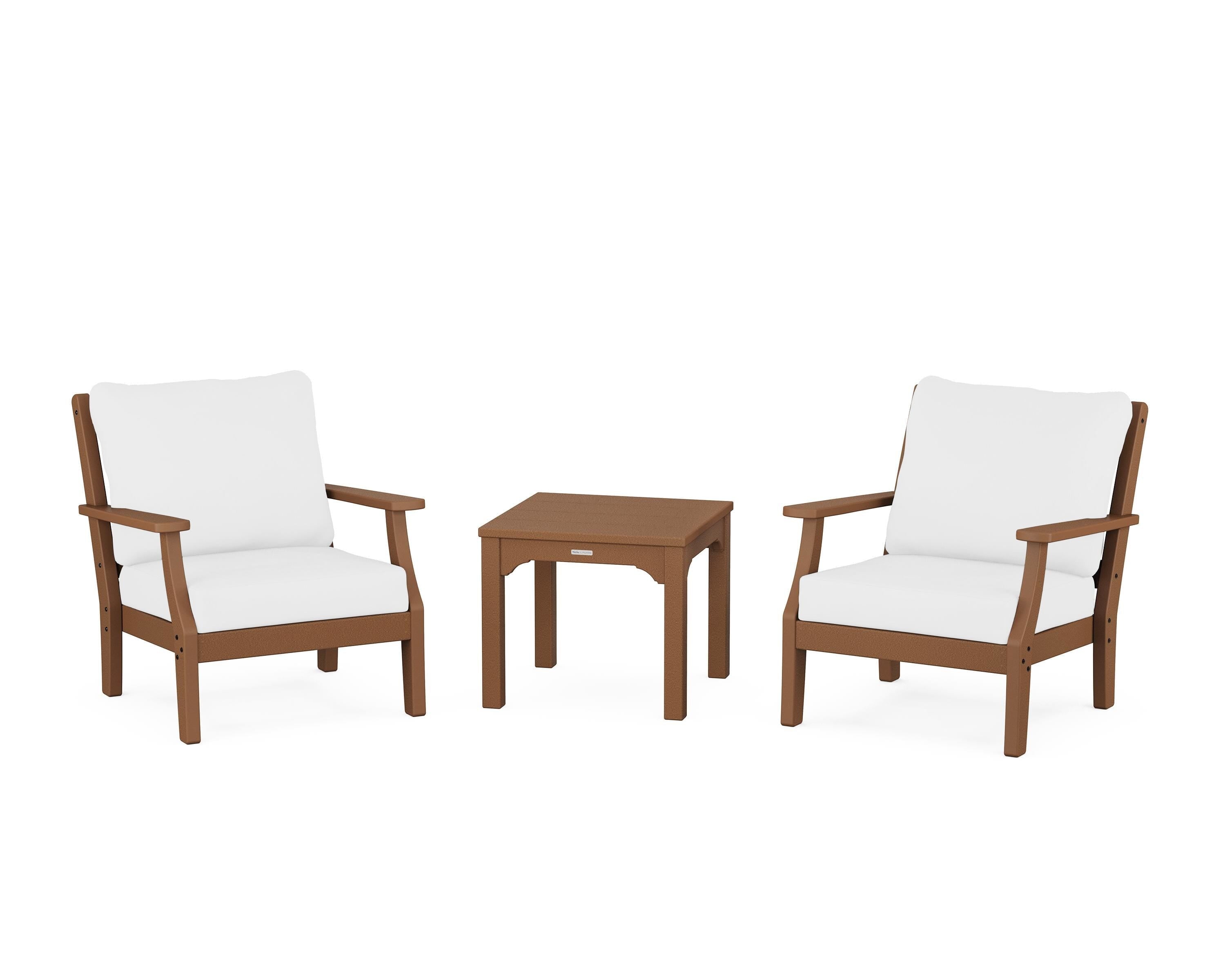 Martha Stewart by POLYWOOD Chinoiserie 3-Piece Deep Seating Set in Teak / Natural