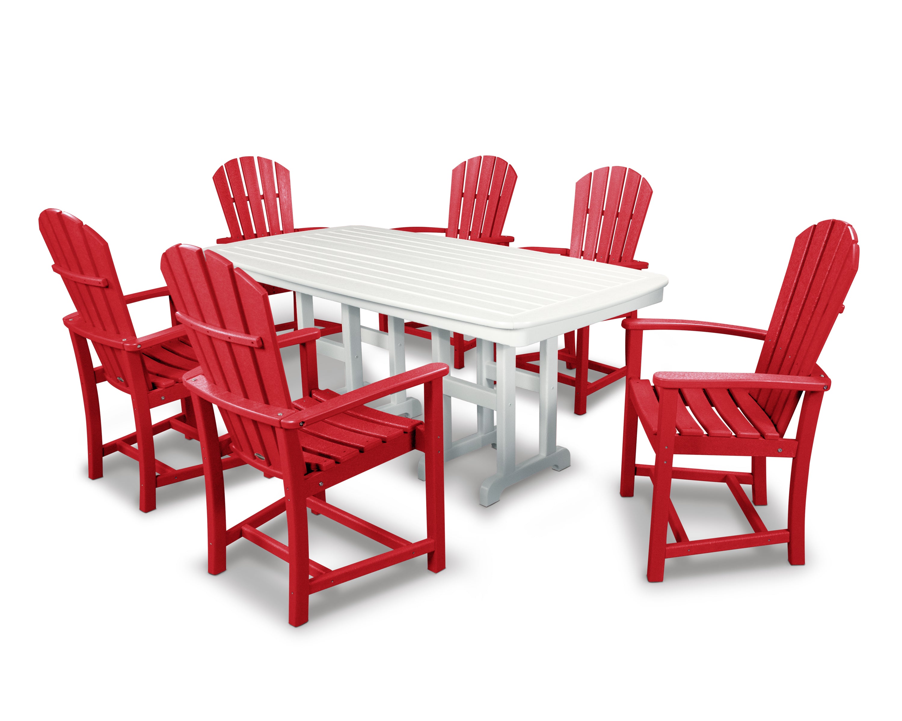 POLYWOOD® Palm Coast 7-Piece Dining Set in Sunset Red / White