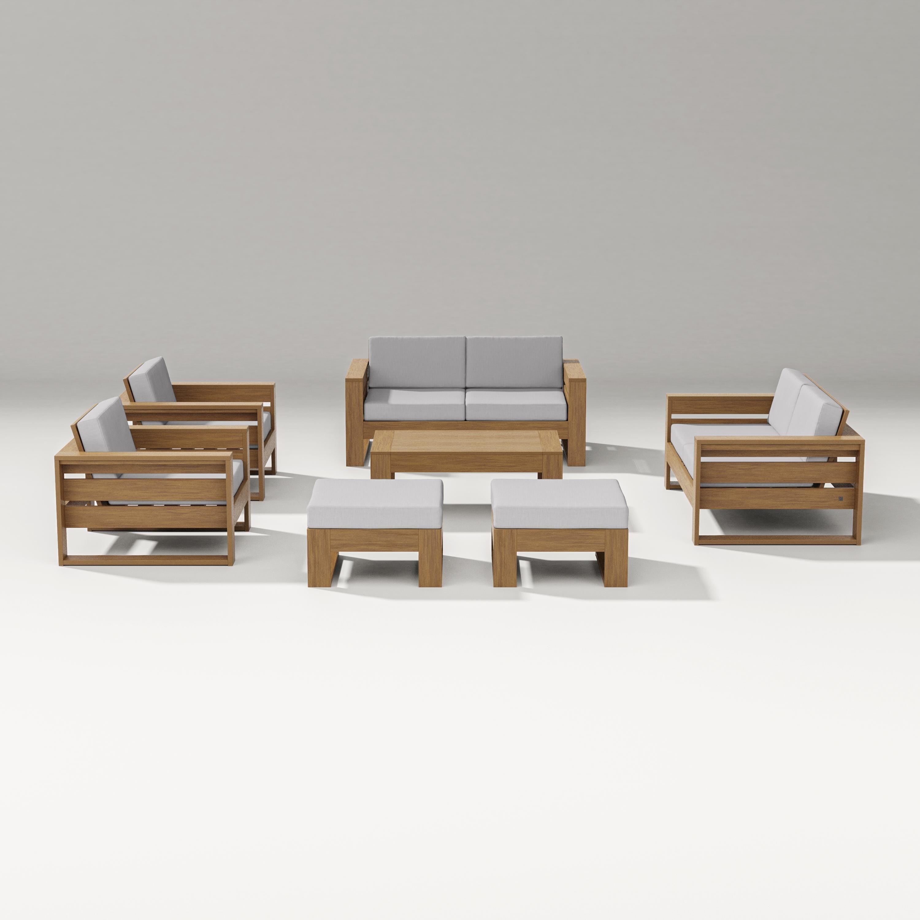PW Designer Series Latitude 7-Piece Lounge Loveseat Set in Natural / Granite