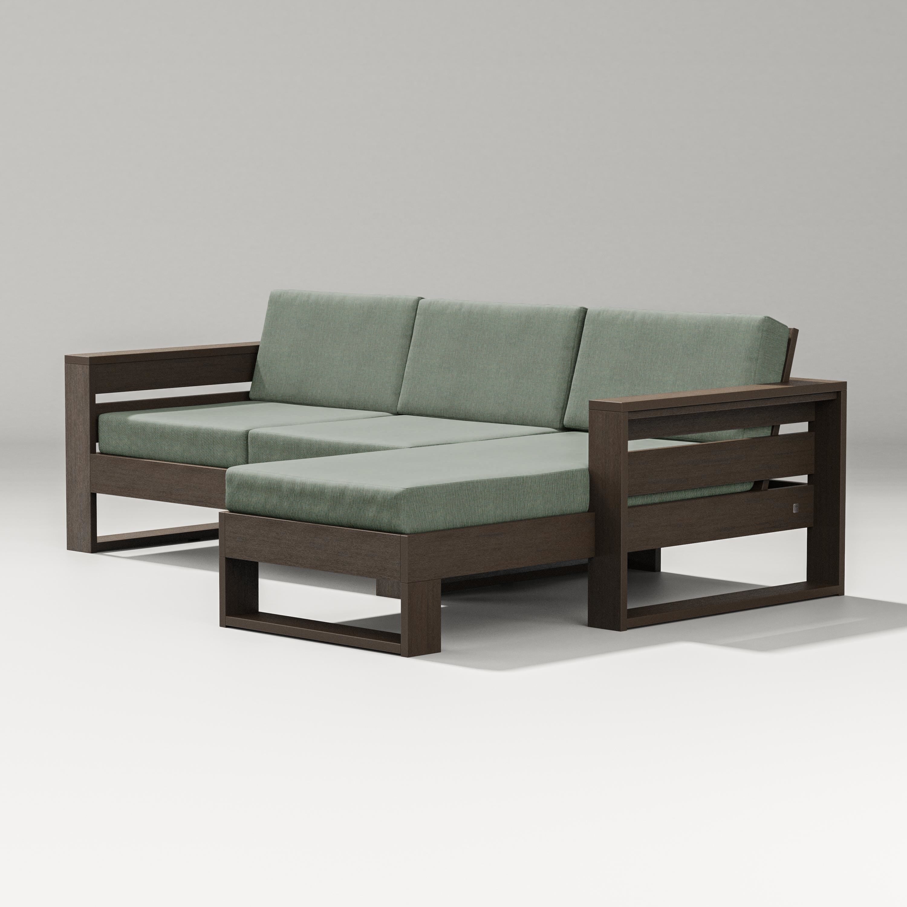 PW Designer Series Latitude Right Chaise Sectional in Kona / Cast Sage