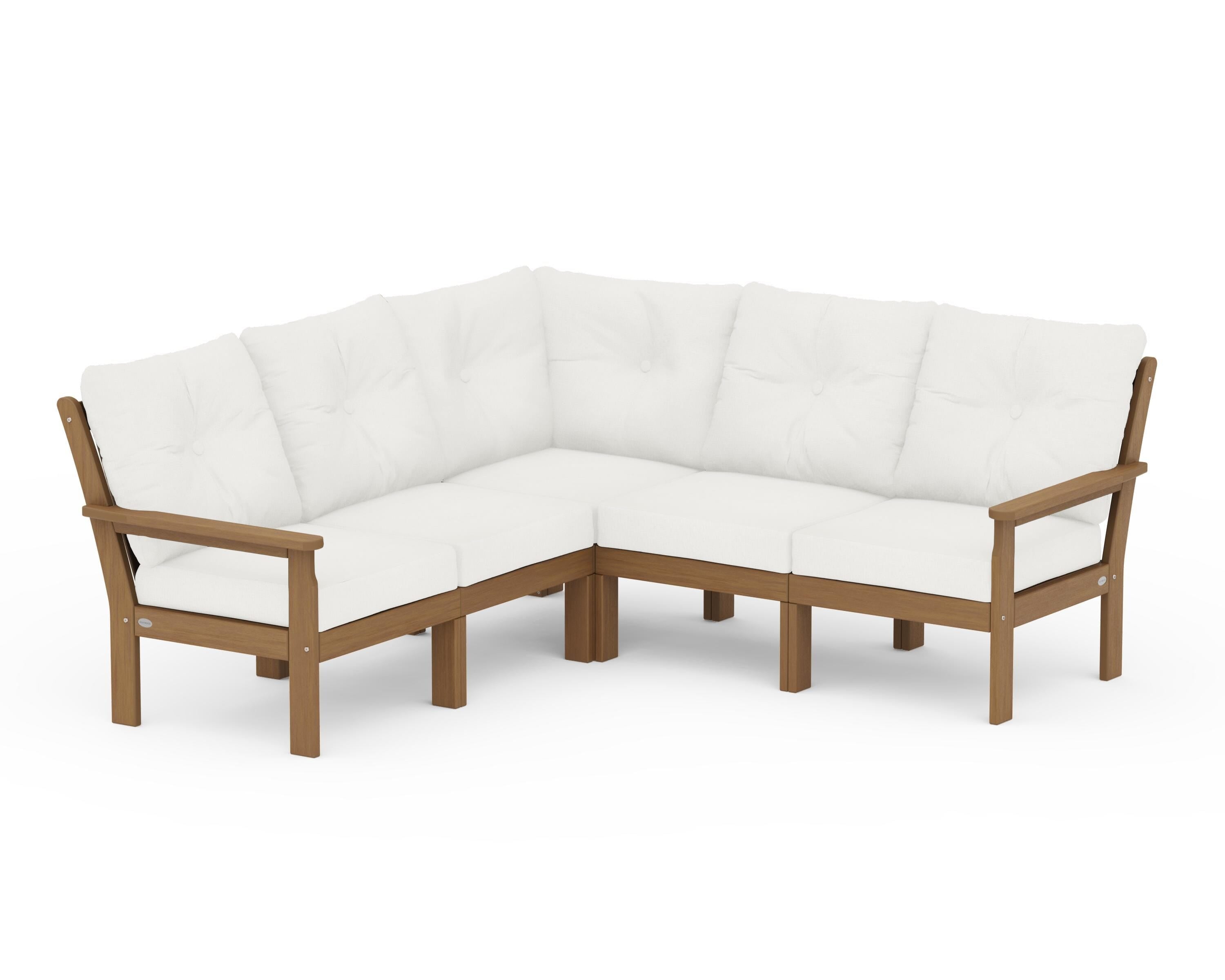 POLYWOOD Vineyard 5-Piece Sectional in Natural / Natural Linen