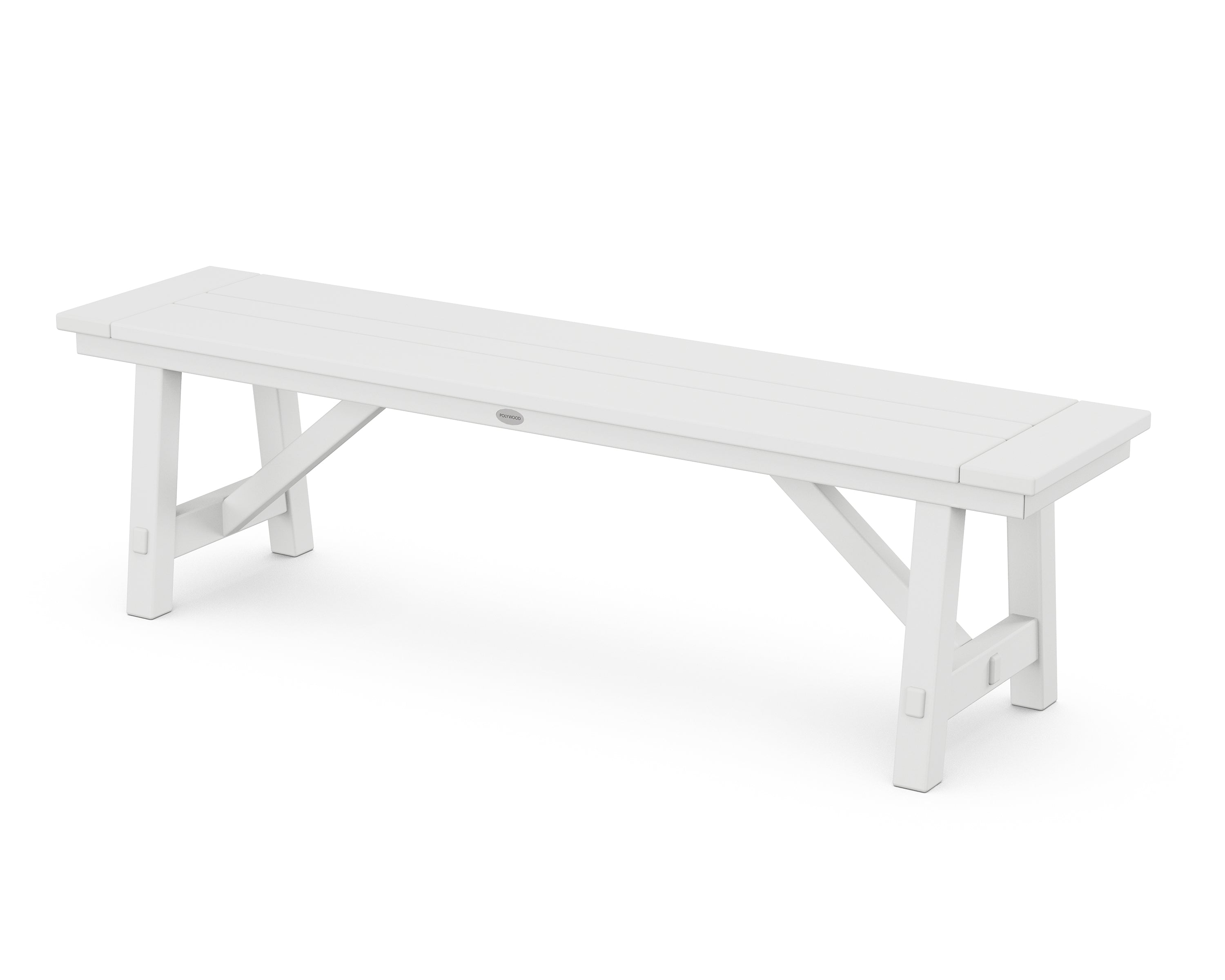 POLYWOOD® Rustic Farmhouse 60" Backless Bench in White