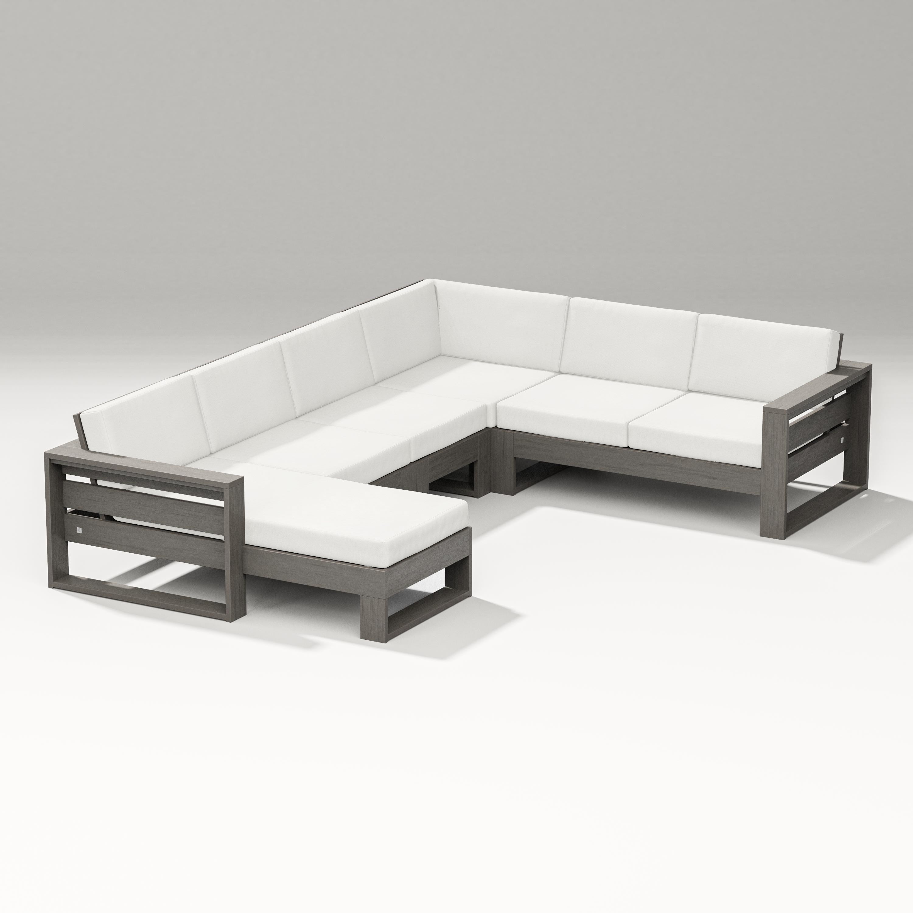 PW Designer Series Latitude Corner Sectional with Left Chaise in Driftwood / Natural Linen