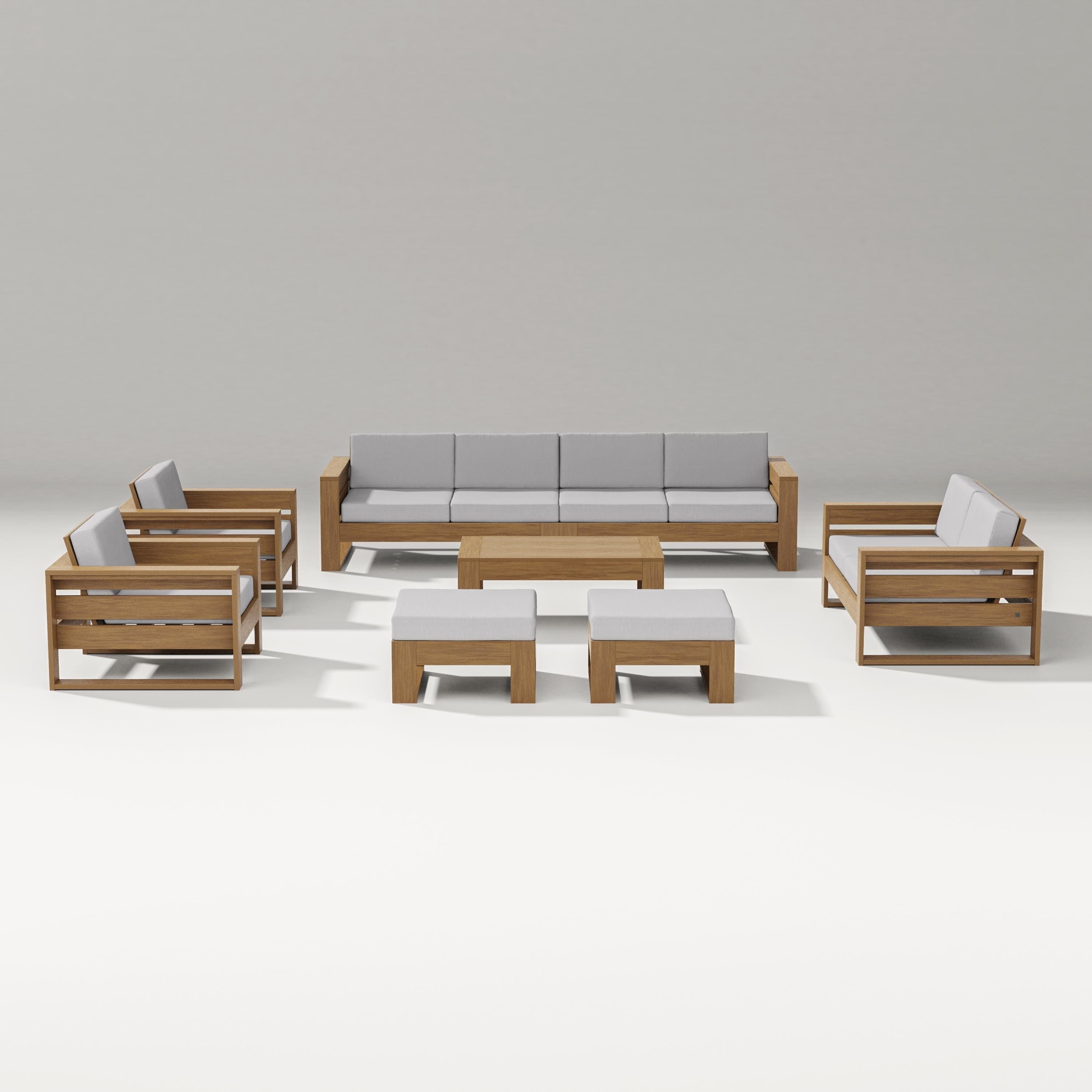 PW Designer Series Latitude 8-Piece Lounge Sofa Set in Natural / Granite