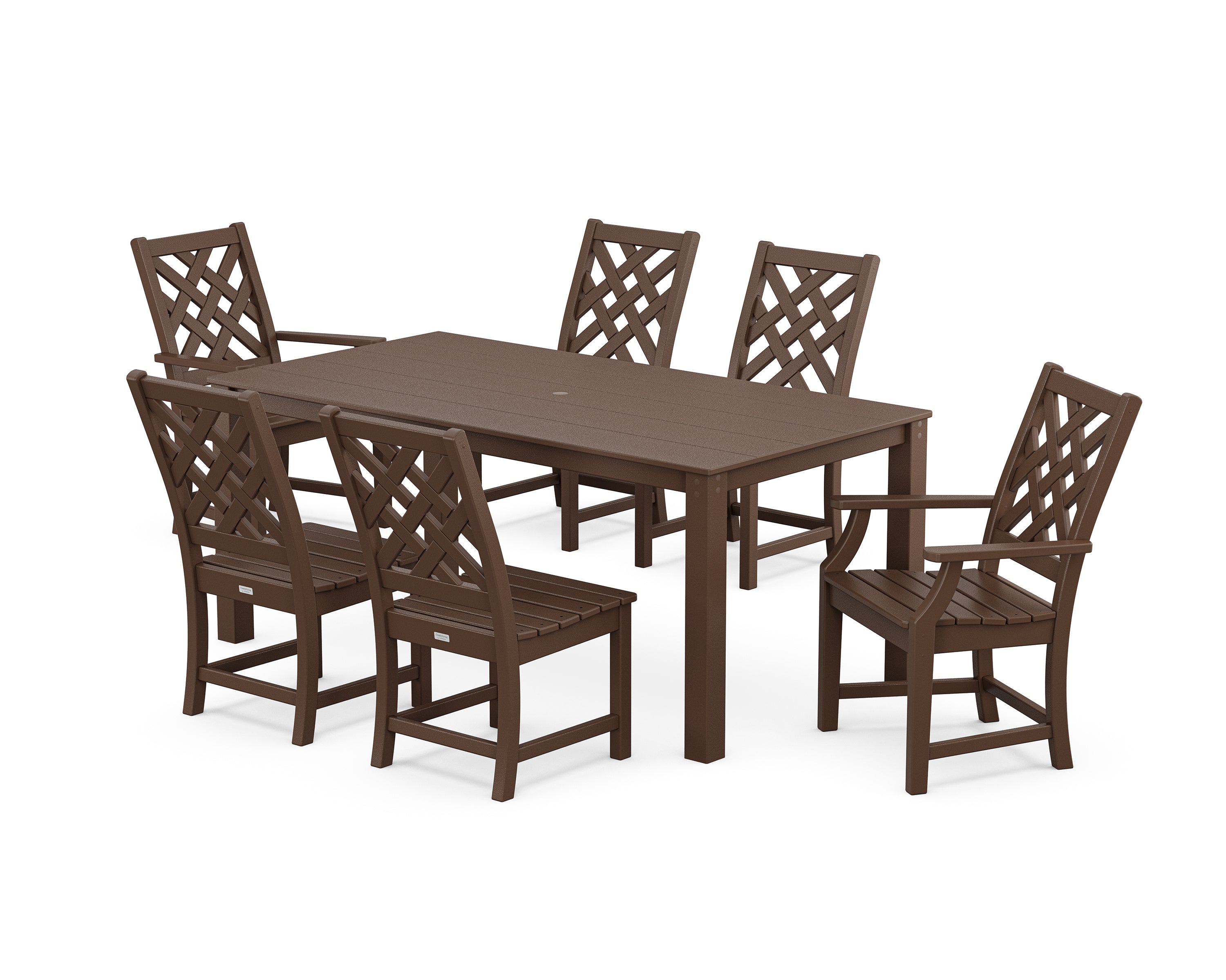 Country Living Wovendale 7-Piece Parsons Dining Set in Mahogany