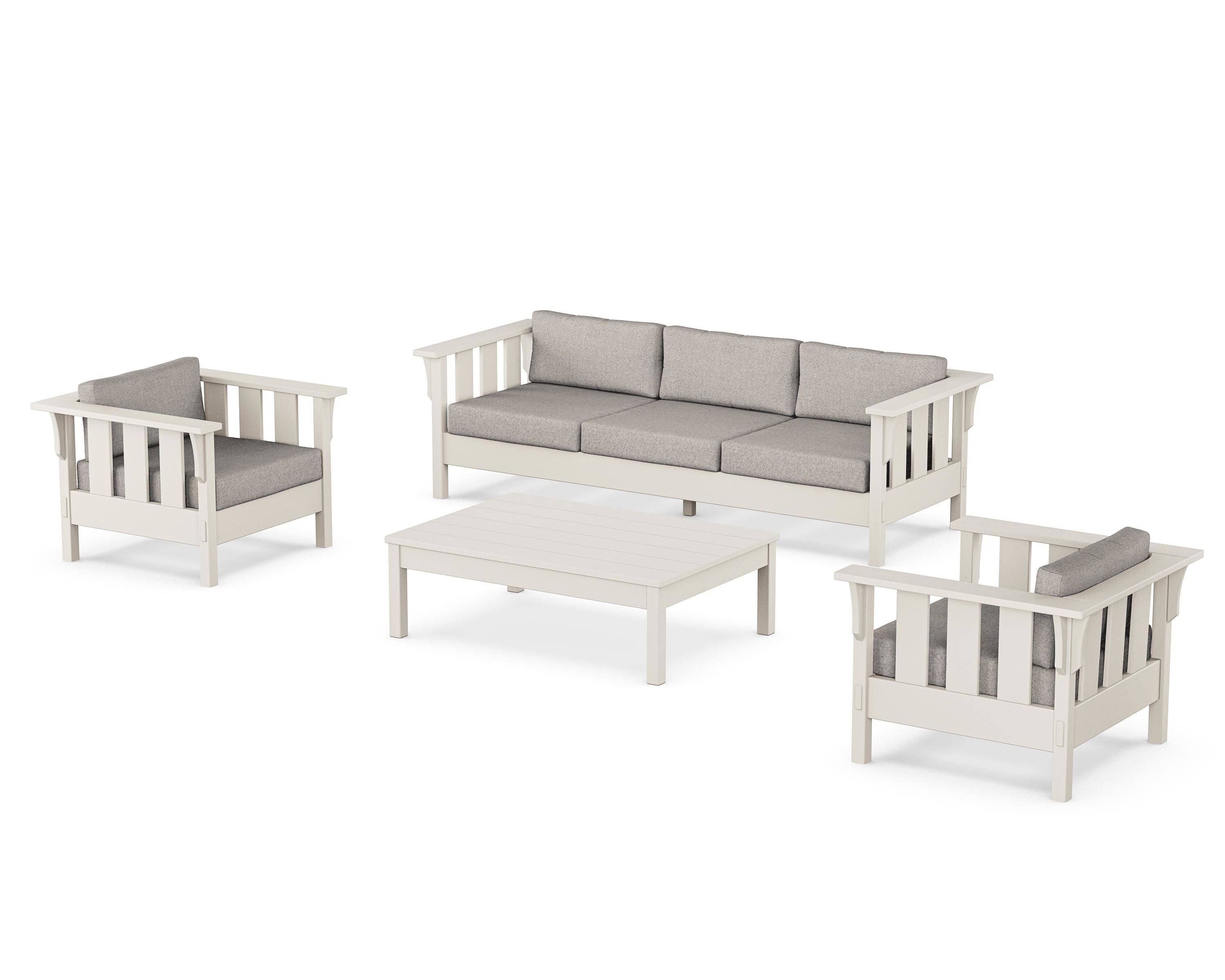 Martha Stewart by POLYWOOD Acadia 4-Piece Deep Seating Set with Sofa in Sand / Weathered Tweed