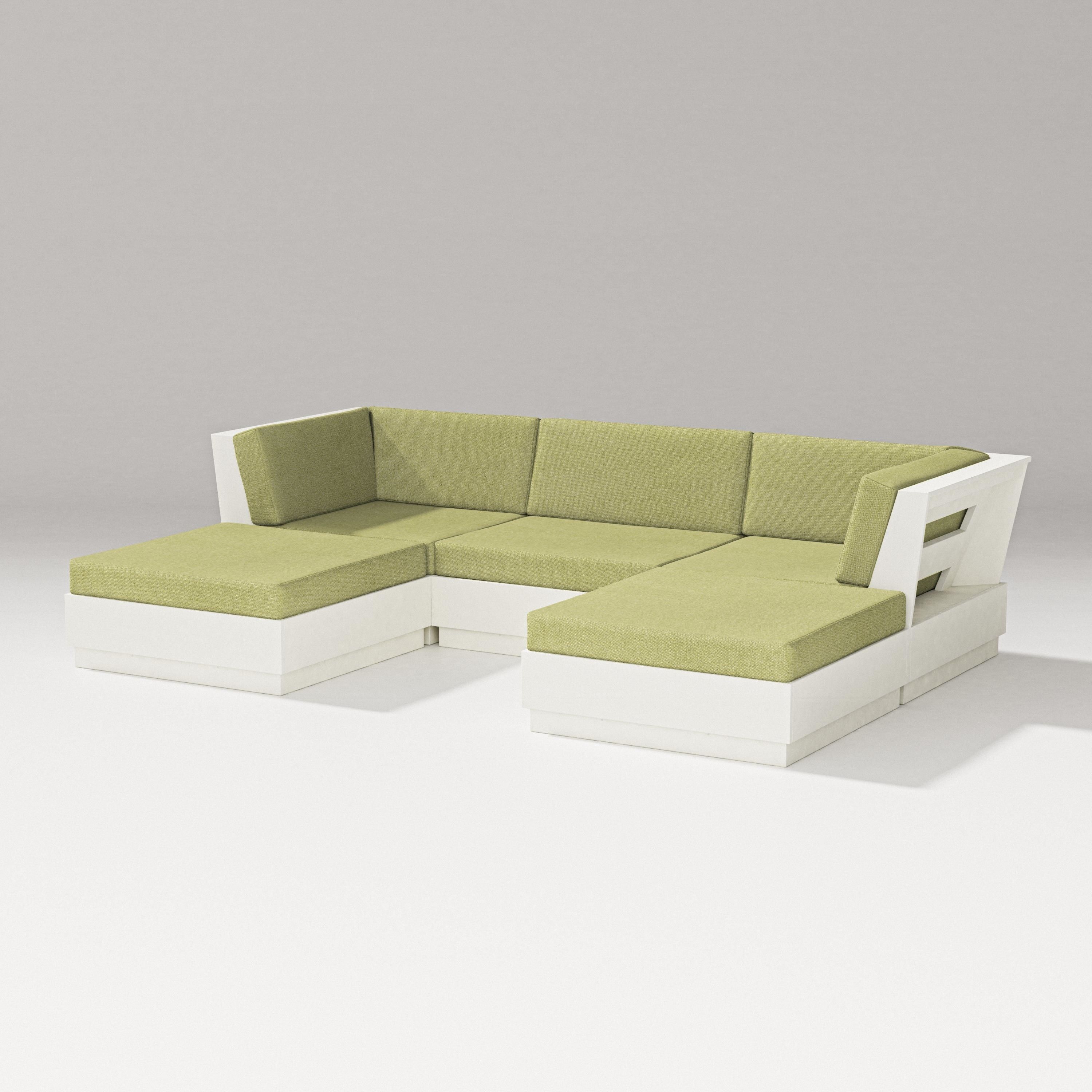 PW Designer Series Elevate Double Chaise Sectional in Vintage White / Chartreuse Boucle