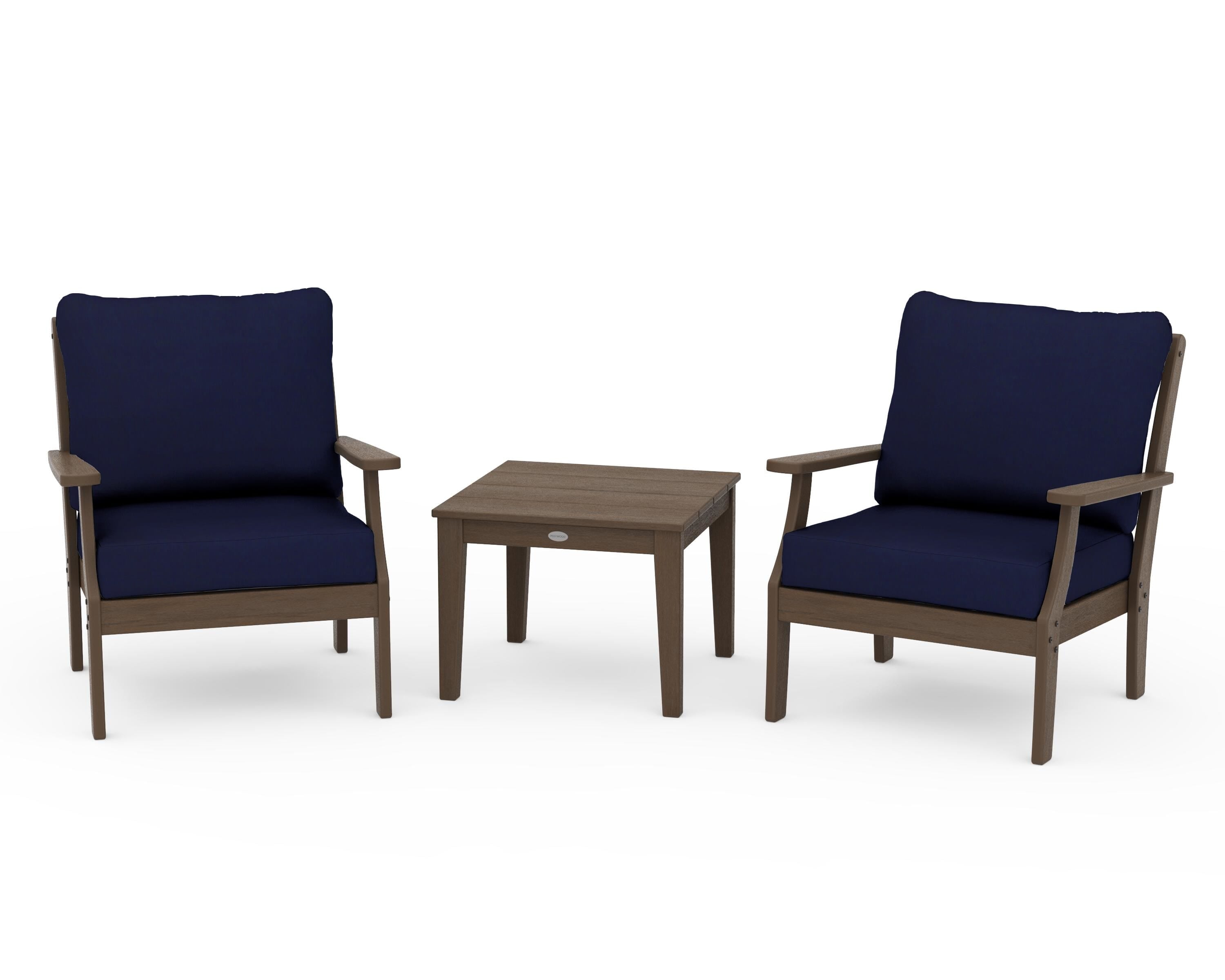 POLYWOOD Braxton 3-Piece Deep Seating Set in Kona / Navy