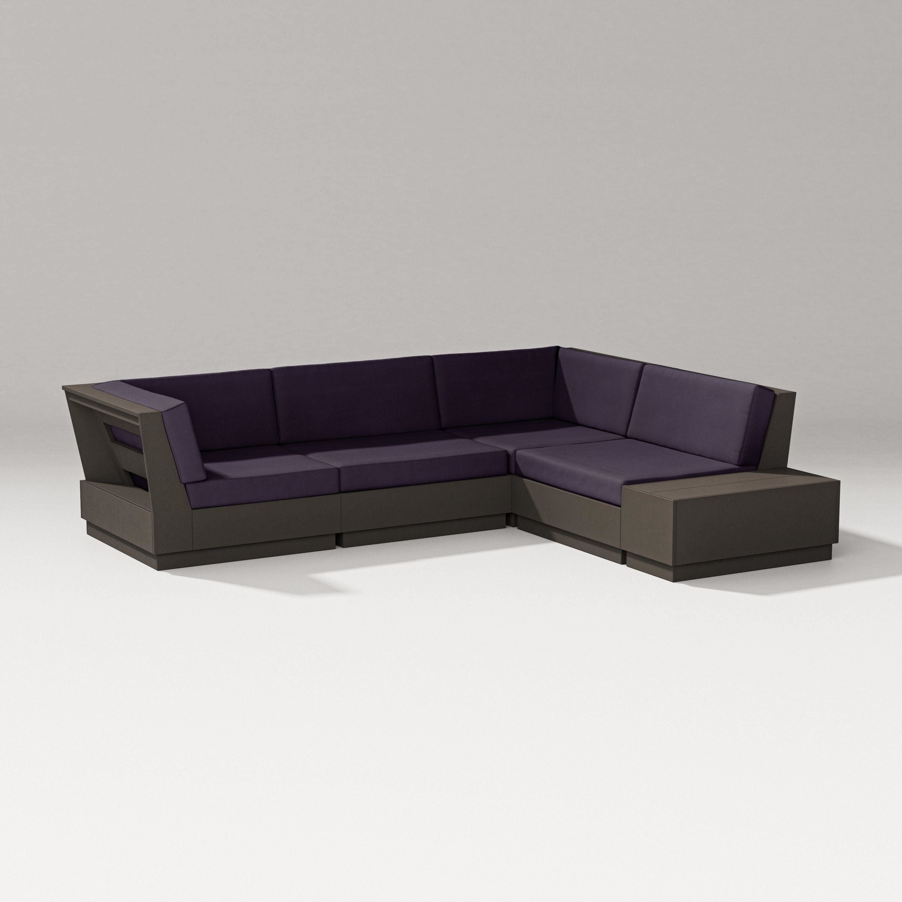 PW Designer Series Elevate Corner Sectional in Vintage Coffee / Navy Linen