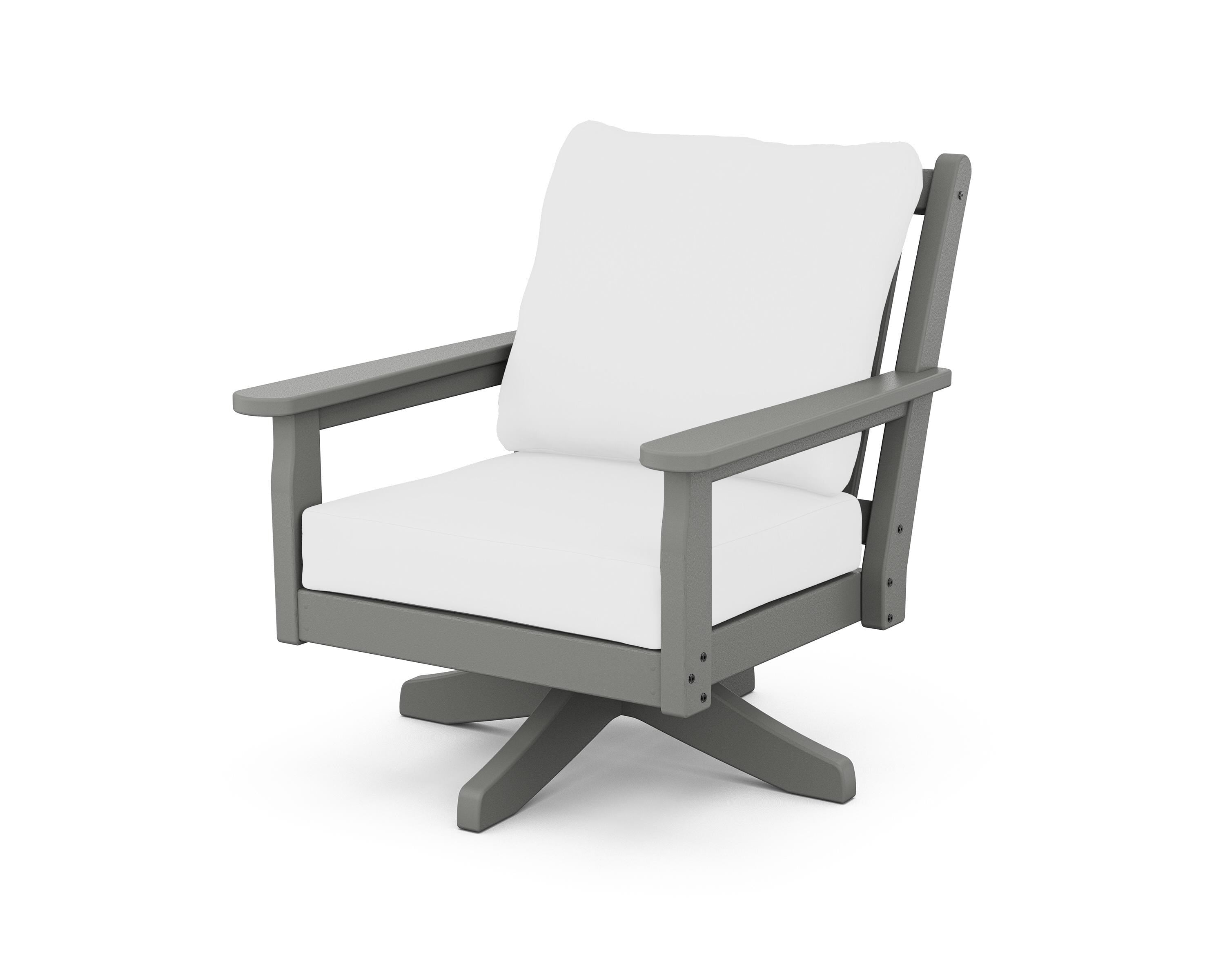 POLYWOOD Chippendale Deep Seating Swivel Chair in Slate Grey / Natural