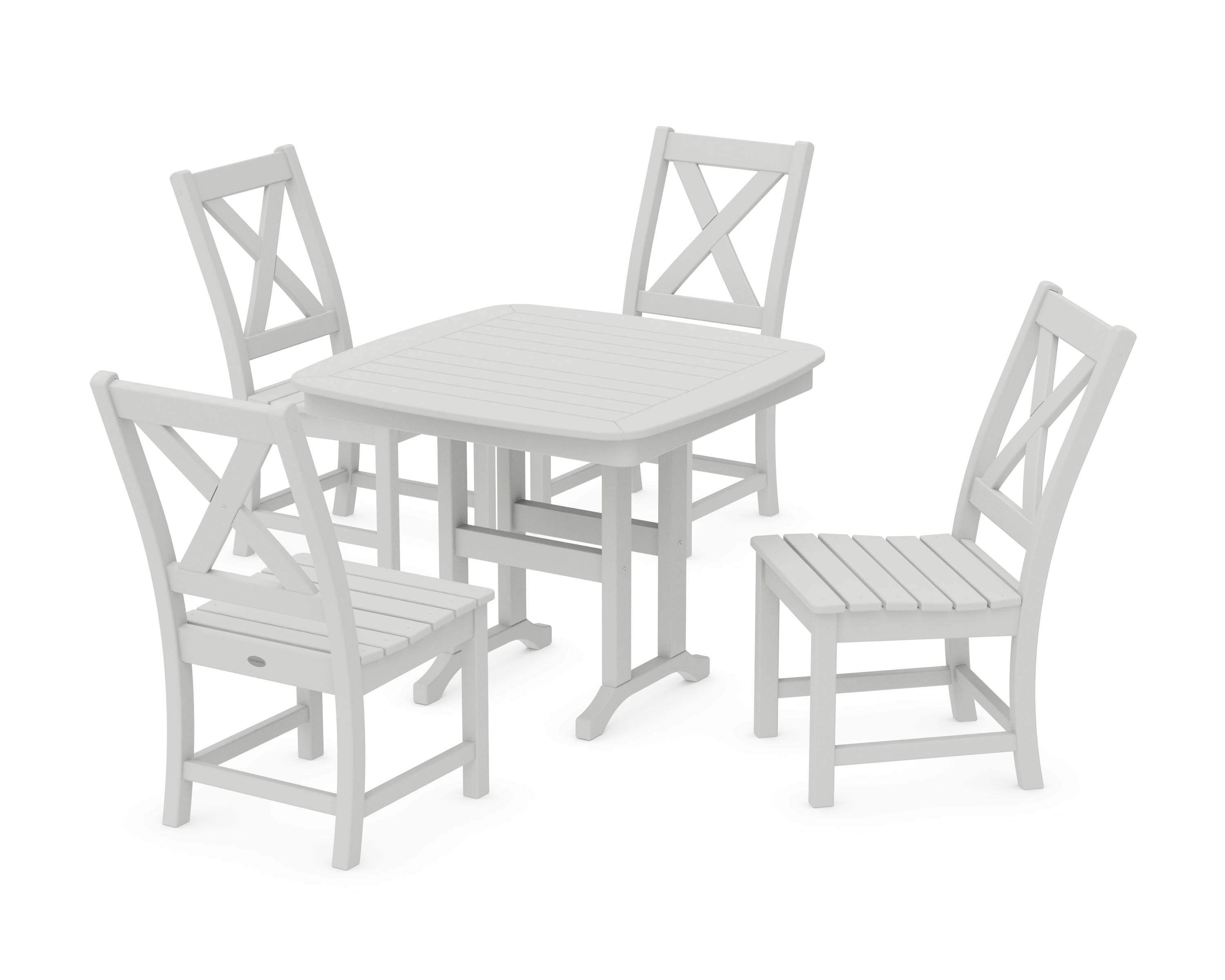 POLYWOOD Braxton Side Chair 5-Piece Dining Set in Vintage White