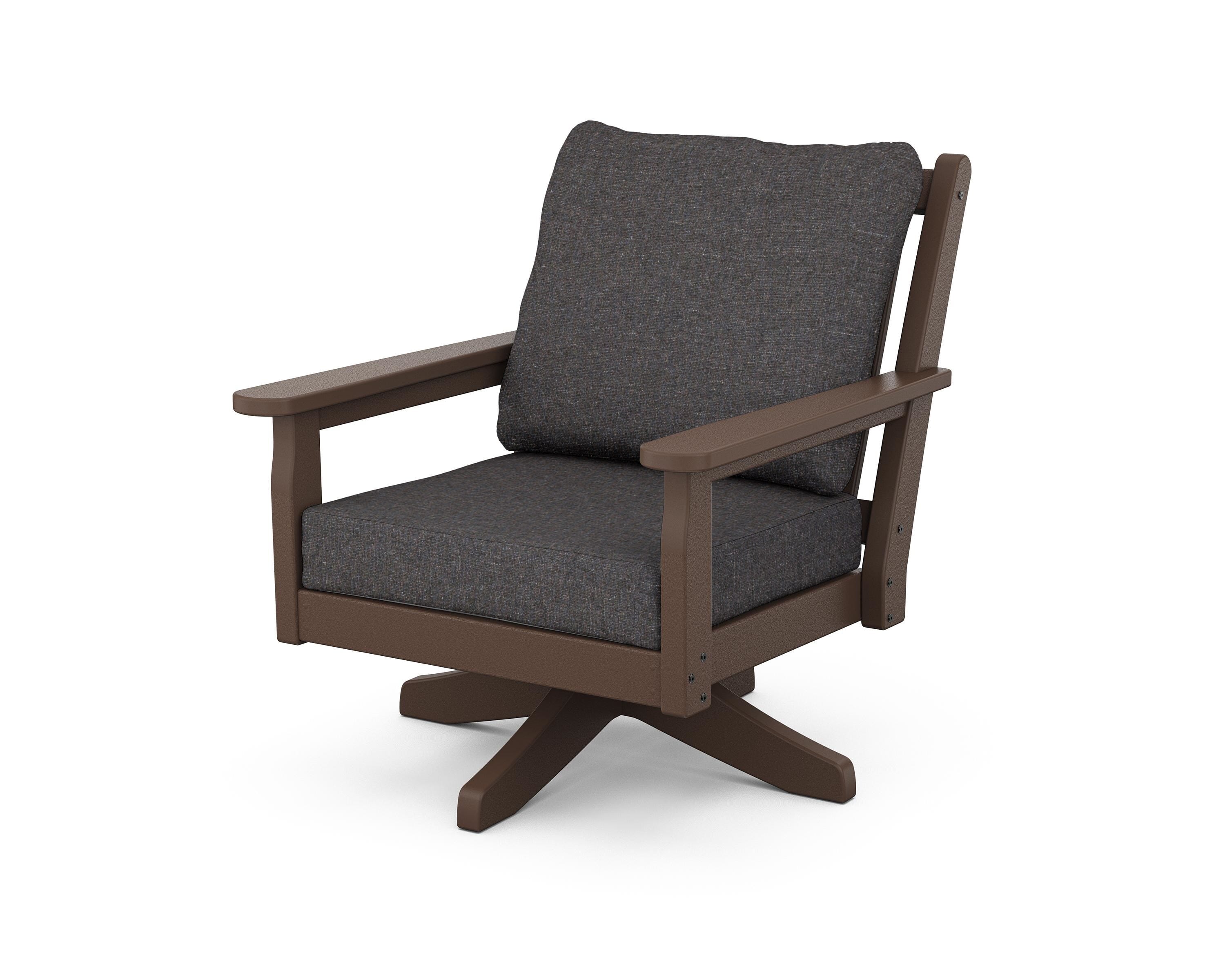 POLYWOOD Chippendale Deep Seating Swivel Chair in Mahogany / Ash Charcoal