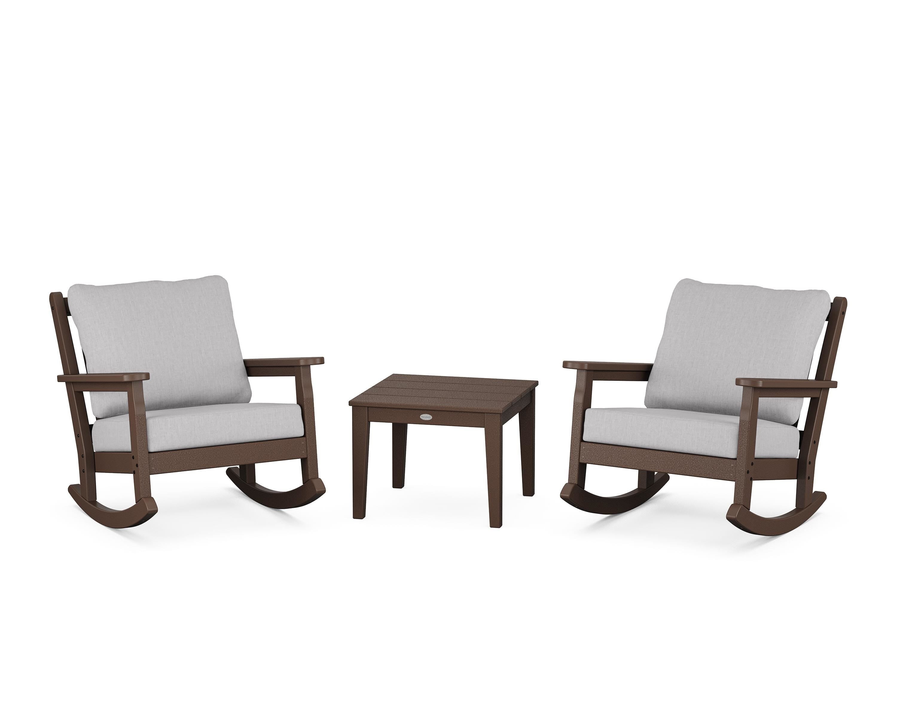 POLYWOOD Chippendale 3-Piece Deep Seating Rocker Set in Mahogany / Granite