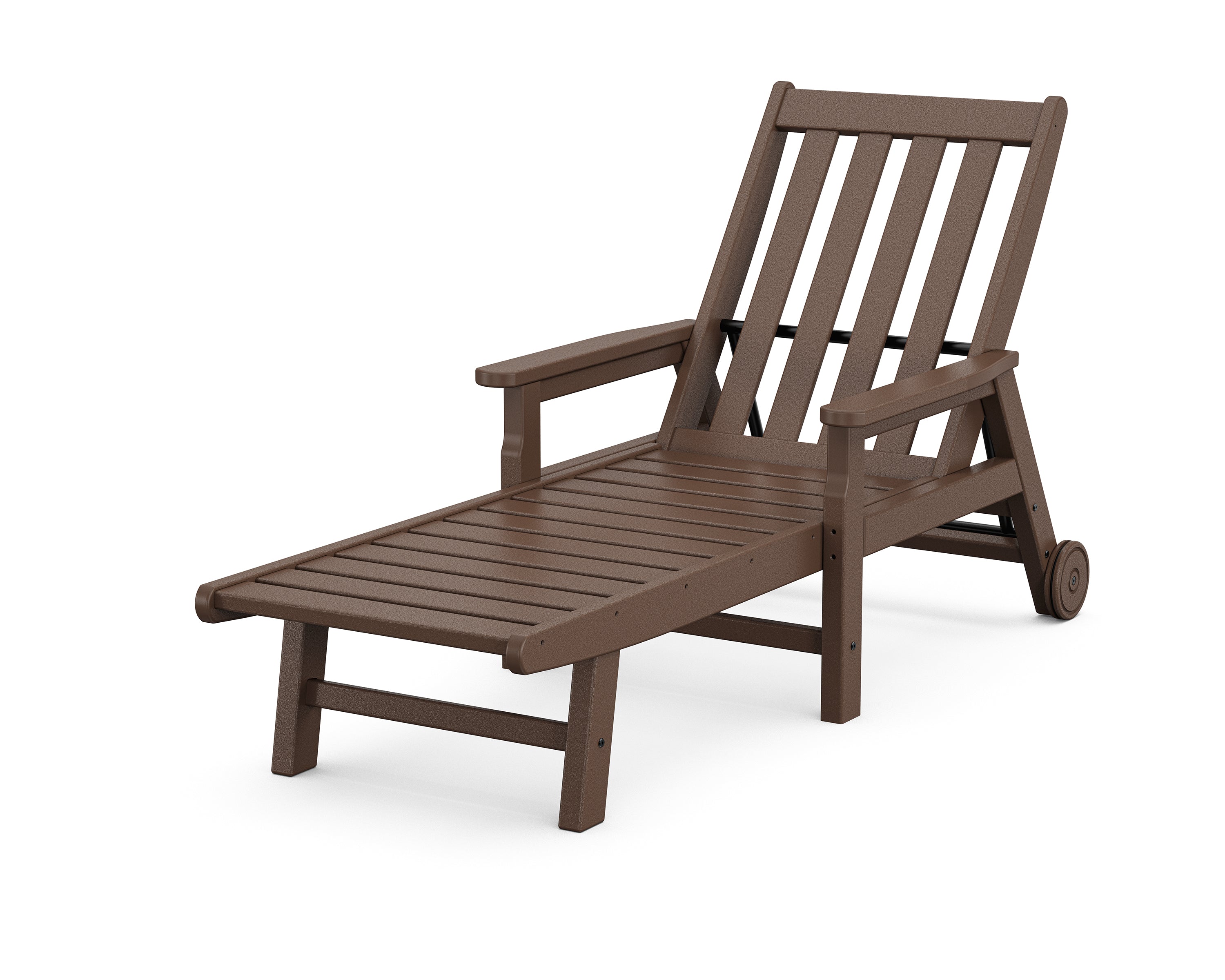 POLYWOOD® Vineyard Chaise with Arms and Wheels in Mahogany