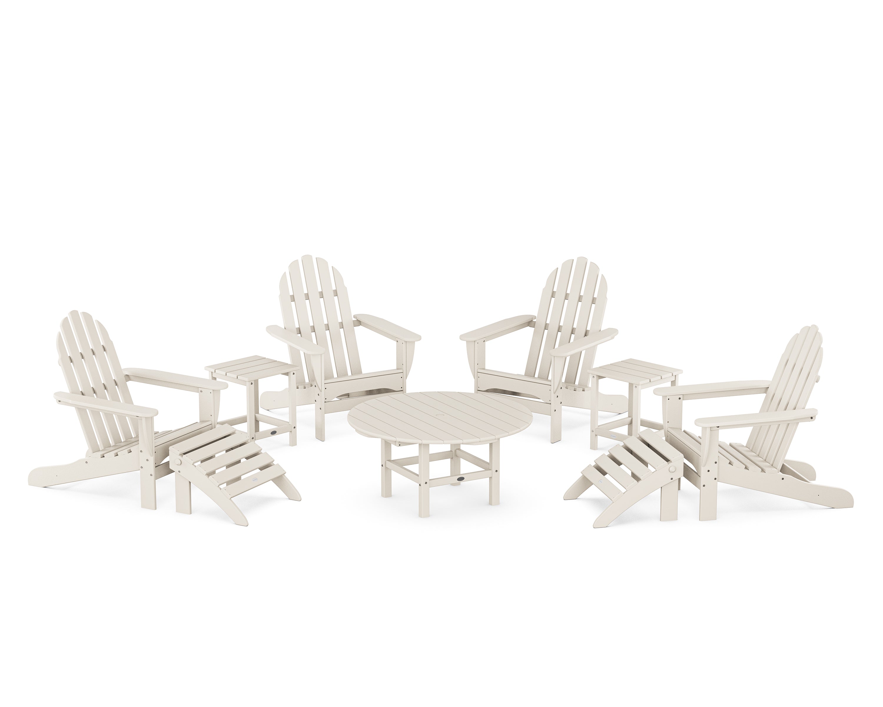 POLYWOOD® Classic Adirondack Chair 9-Piece Conversation Set in Sand