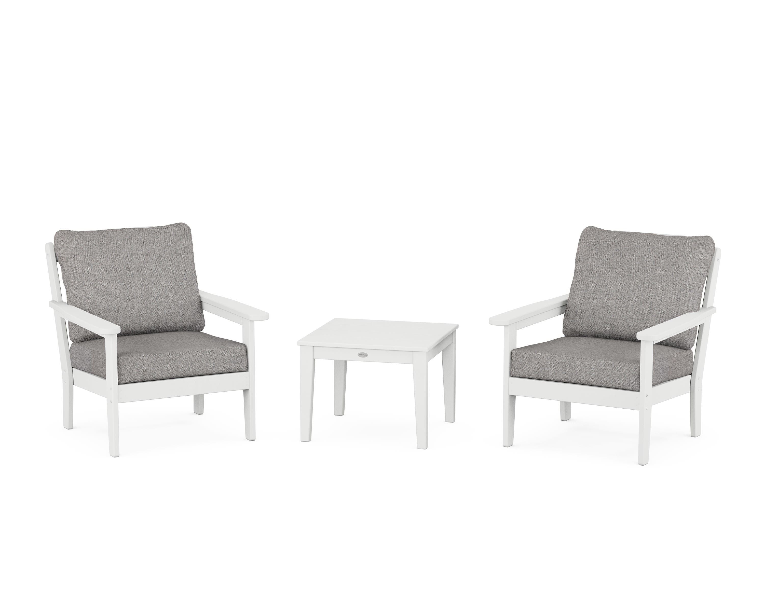 Country Living Cottage 3-Piece Deep Seating Set in White / Grey Mist