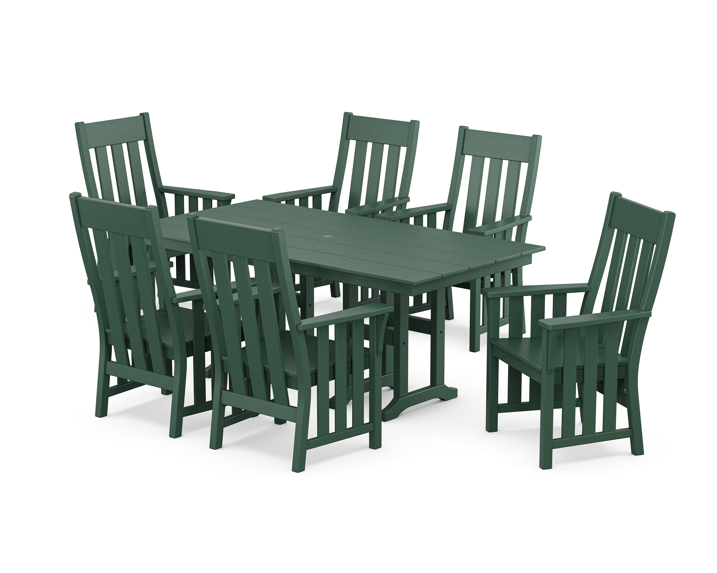 Martha Stewart by POLYWOOD® Acadia Arm Chair 7-Piece Farmhouse Dining Set in Green