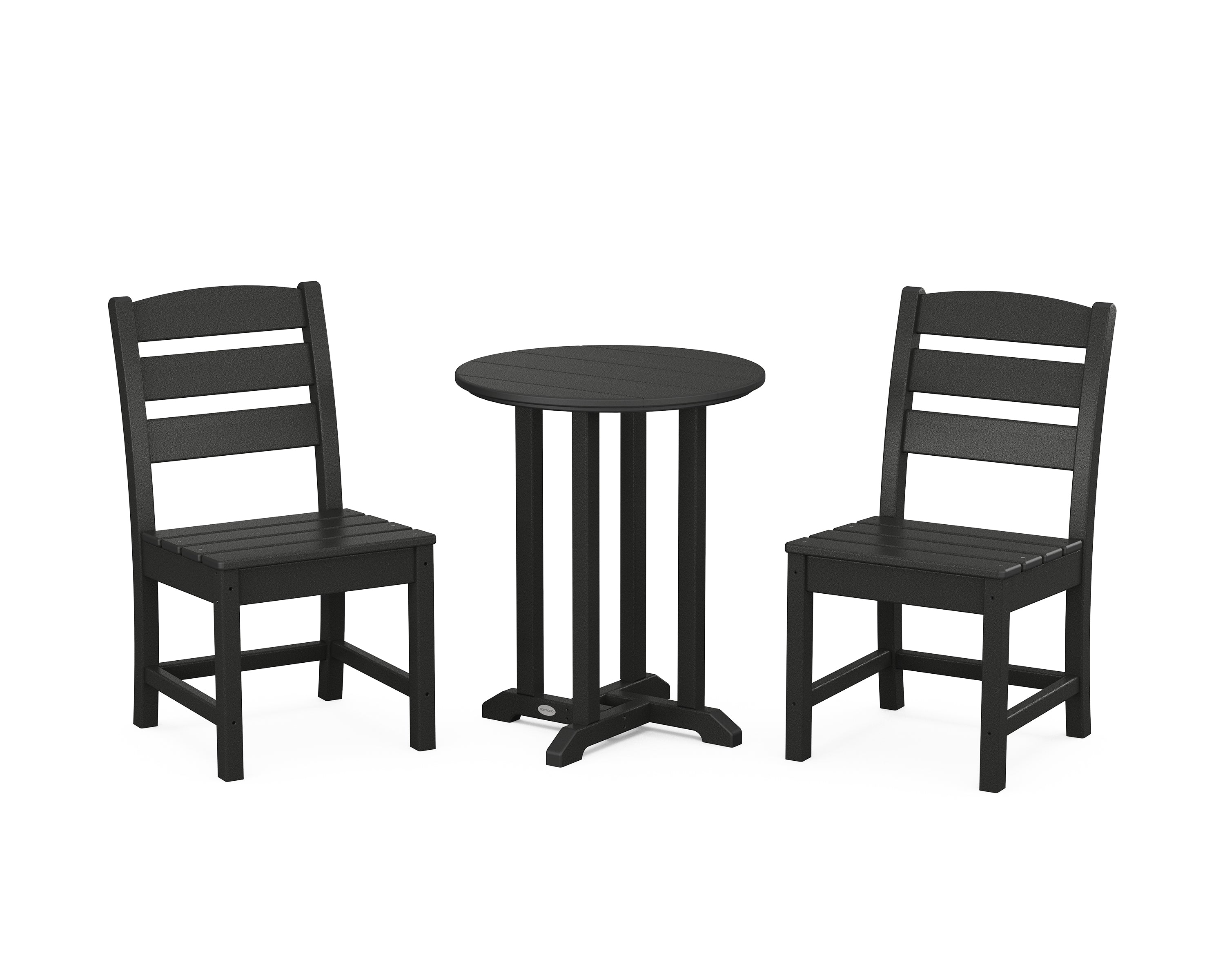 POLYWOOD Lakeside Side Chair 3-Piece Round Bistro Dining Set in Black