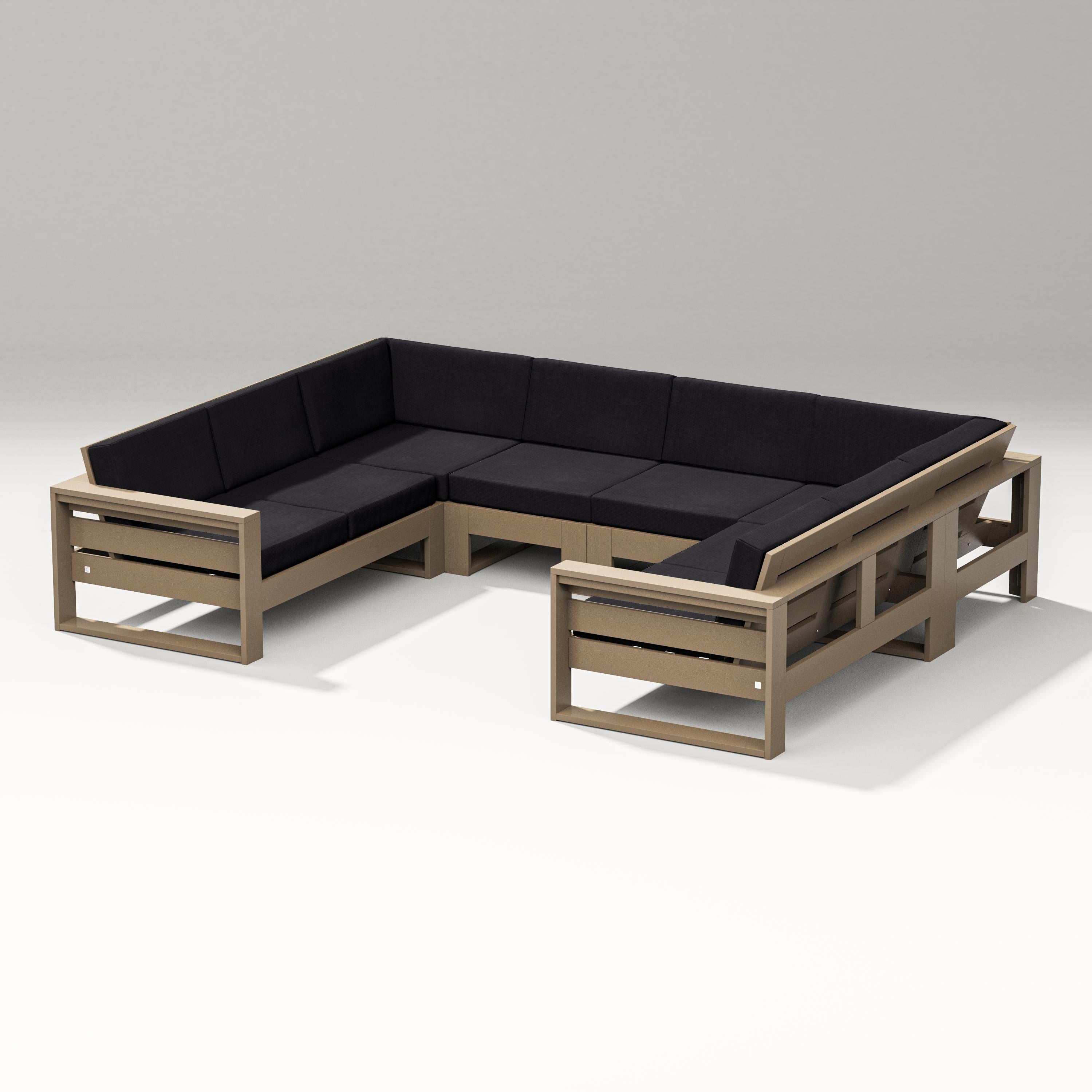 PW Designer Series Latitude U-Shaped Sectional in Vintage Sahara / Midnight Linen