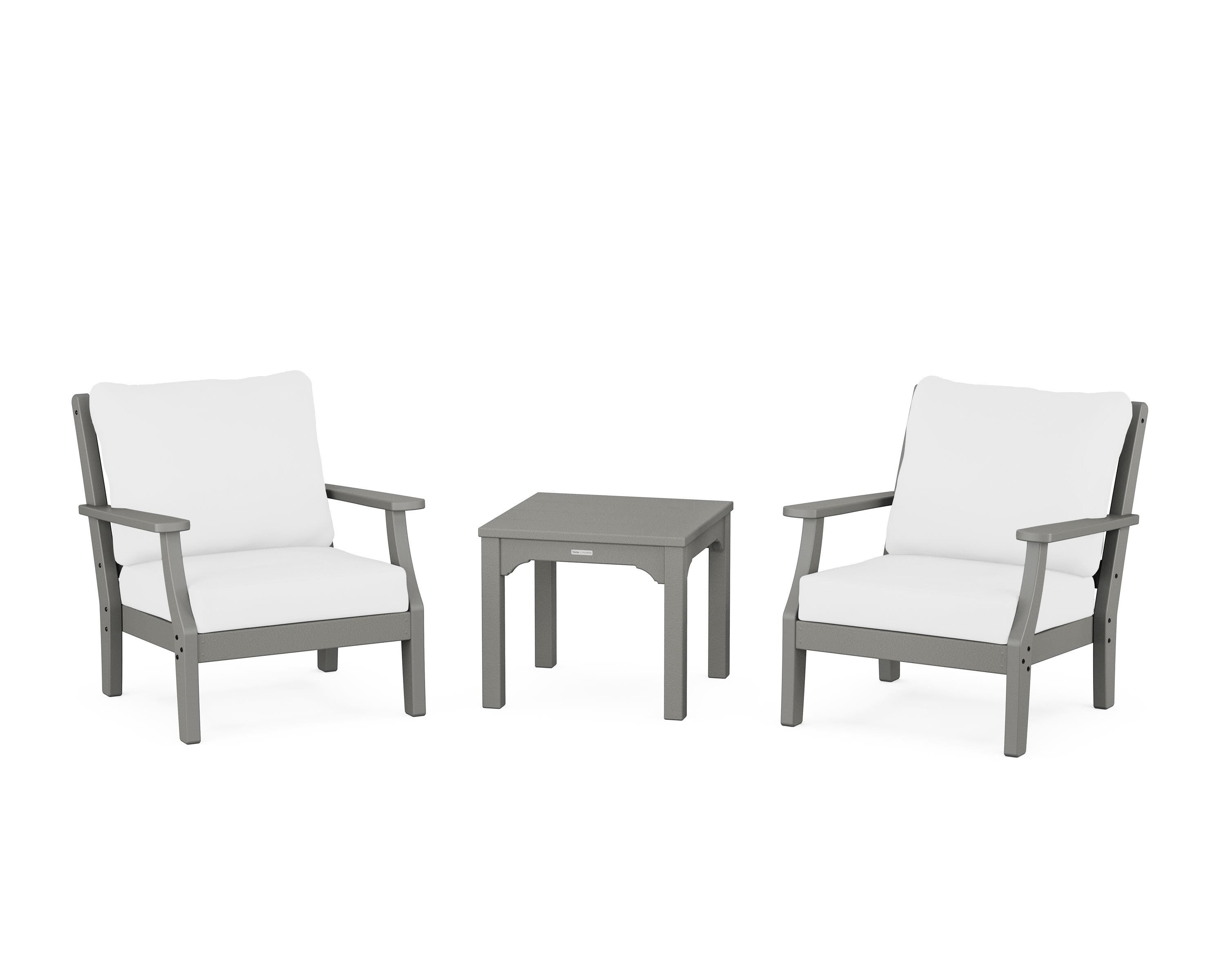 Martha Stewart by POLYWOOD Chinoiserie 3-Piece Deep Seating Set in Slate Grey / Natural