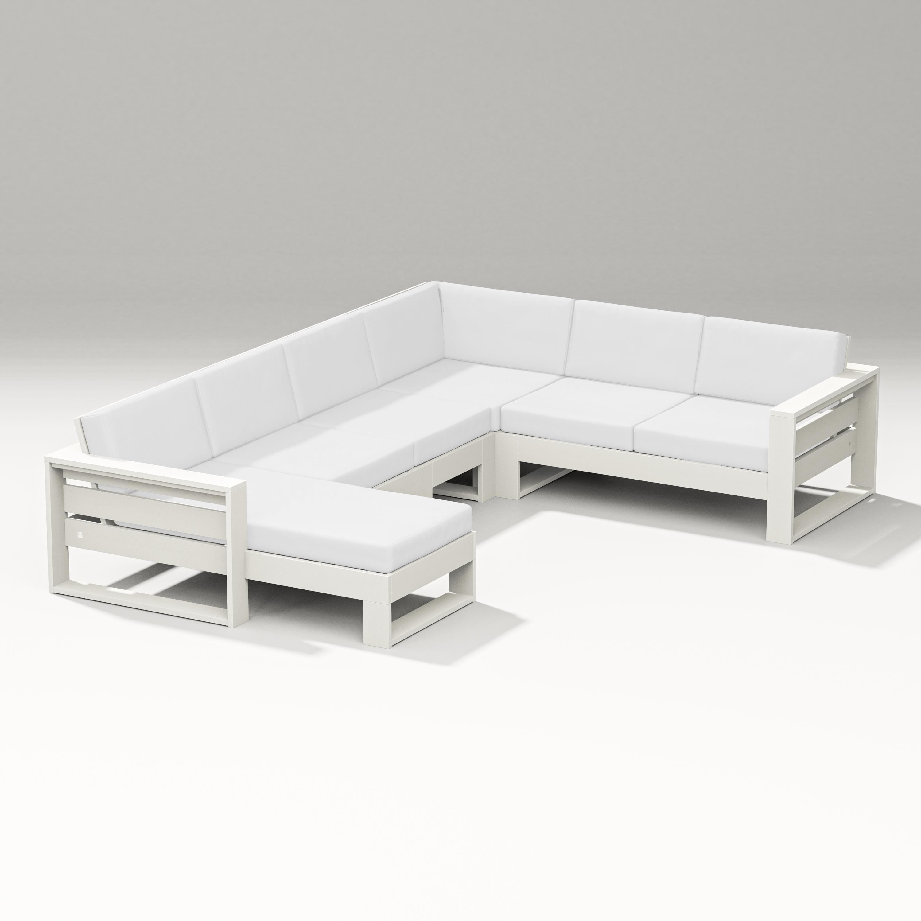 PW Designer Series Latitude Corner Sectional with Left Chaise in Vintage White / Natural