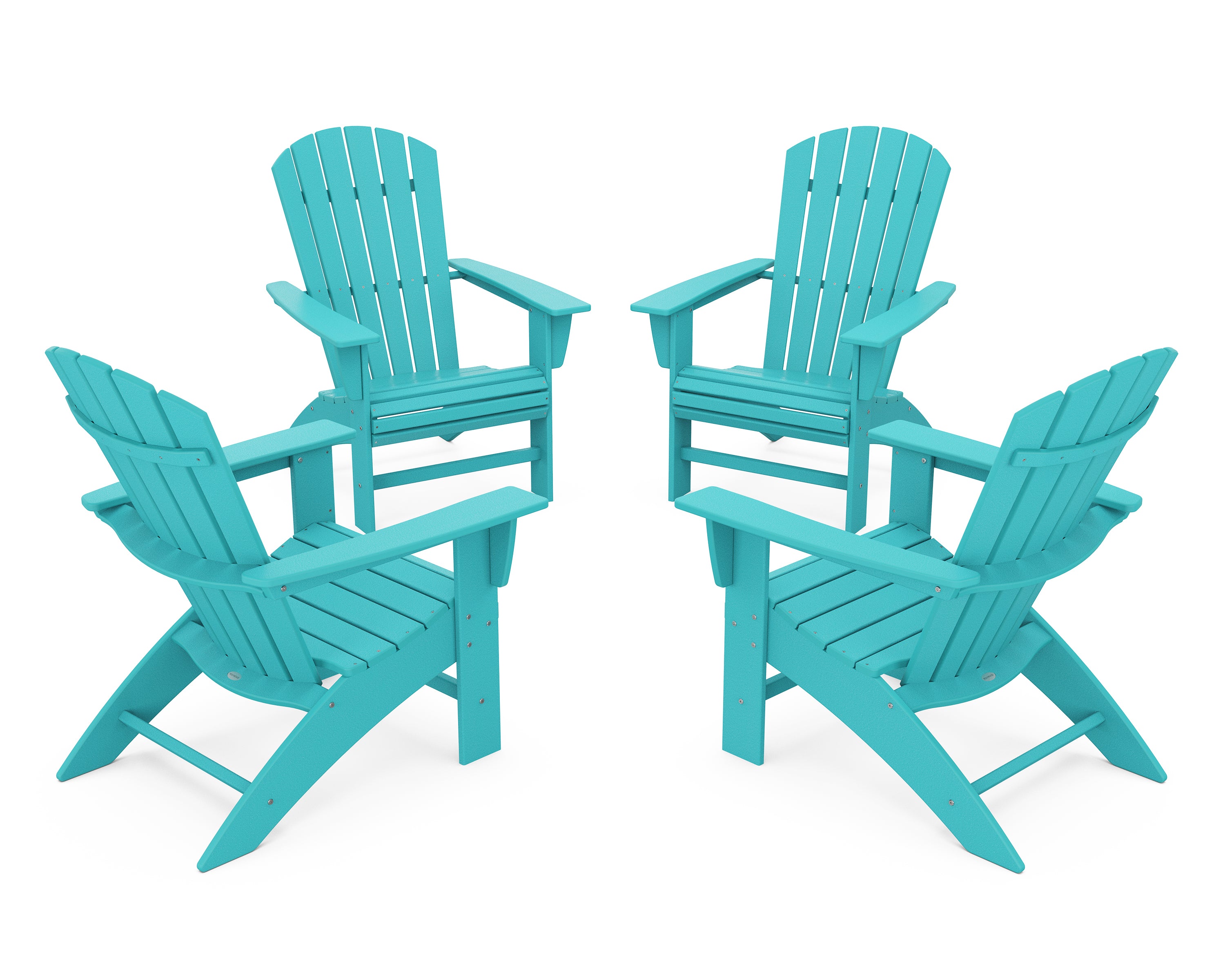 POLYWOOD® 4-Piece Nautical Curveback Adirondack Chair Conversation Set in Aruba