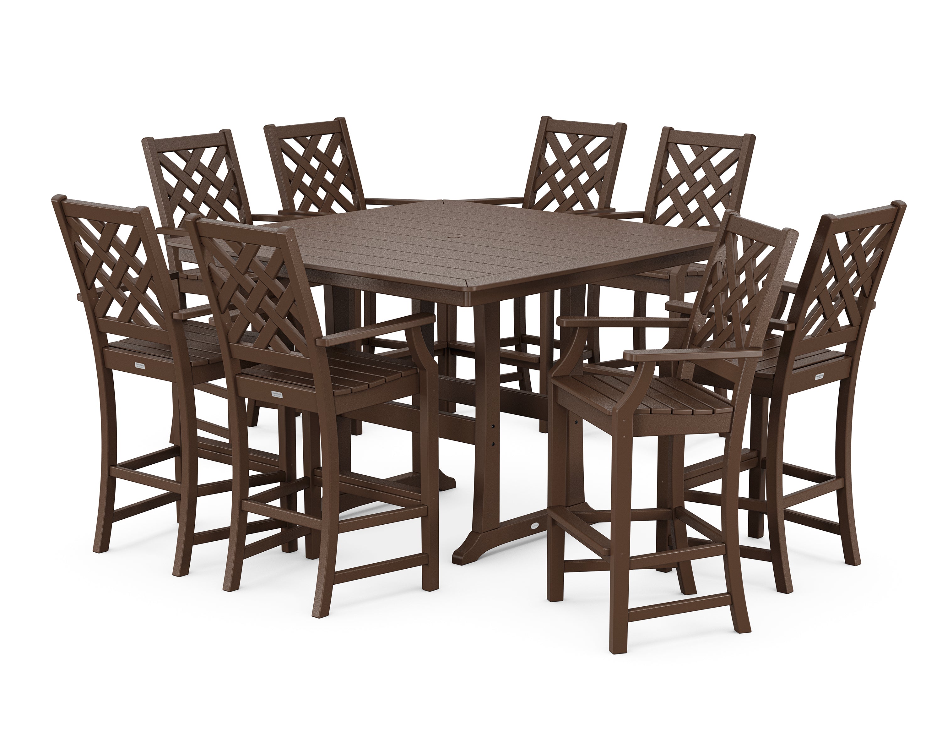 Country Living Wovendale 9-Piece Square Bar Set with Trestle Legs in Mahogany