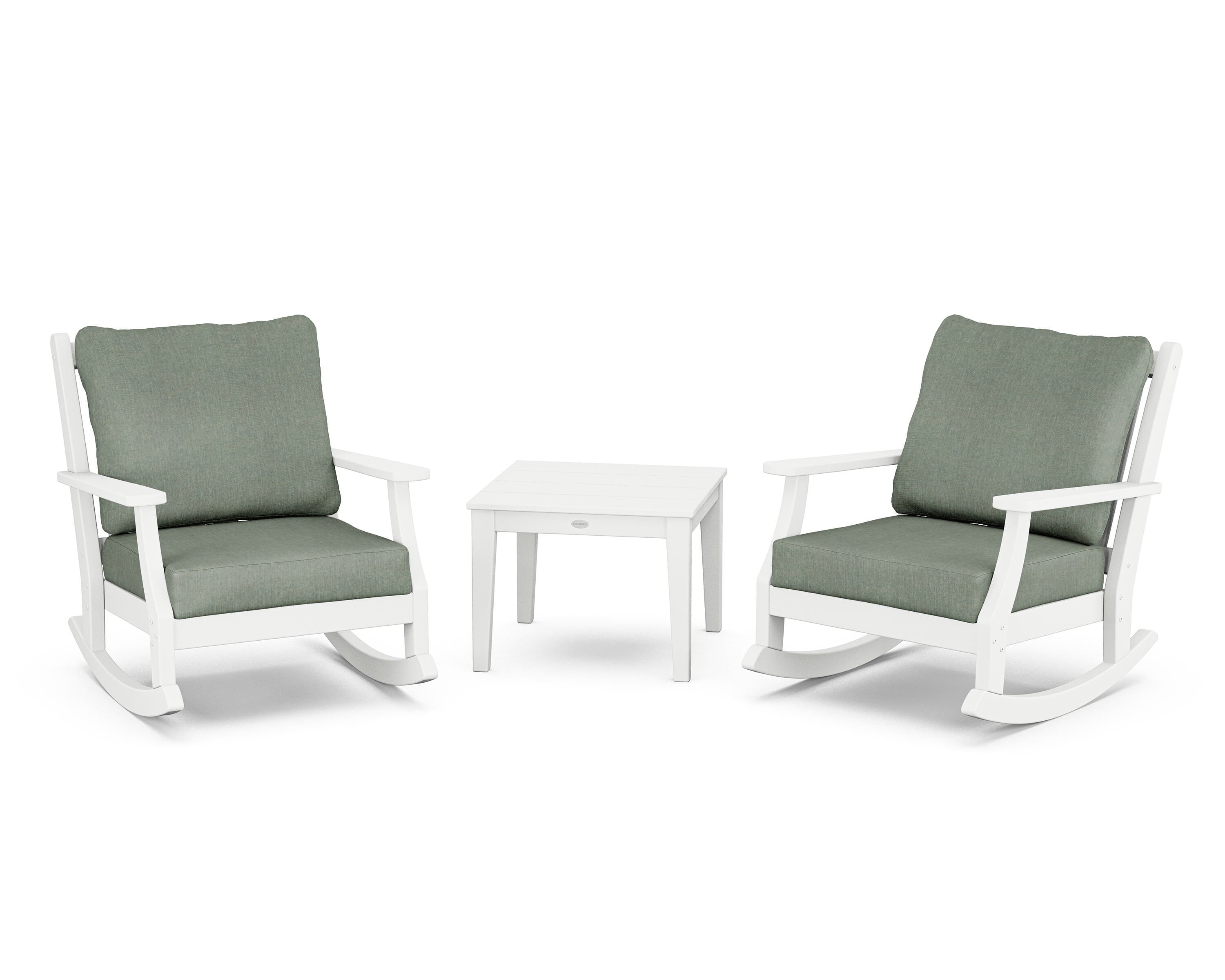 Country Living Wovendale 3-Piece Deep Seating Rocker Set in White / Cast Sage