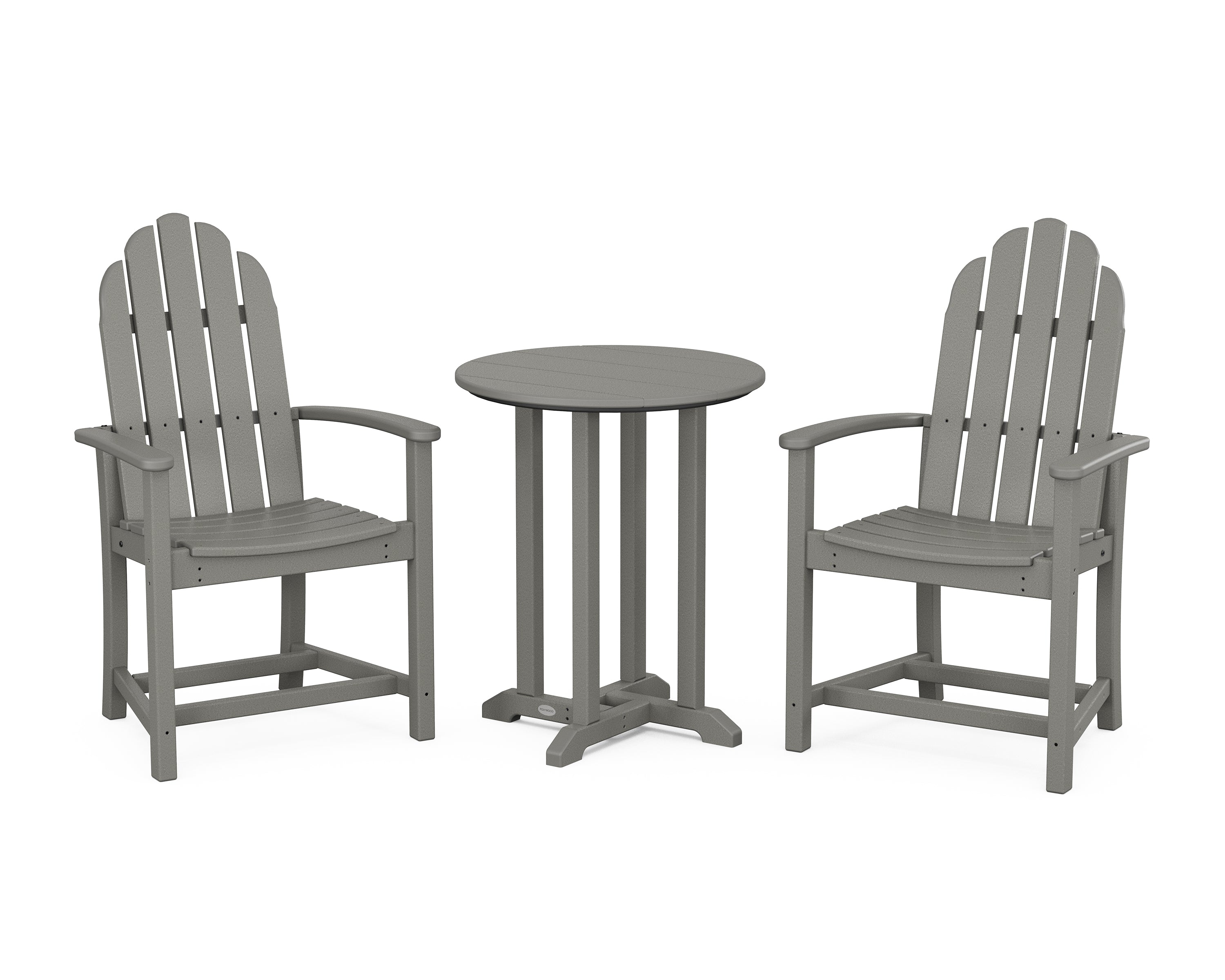 POLYWOOD Classic Adirondack 3-Piece Round Bistro Dining Set in Slate Grey
