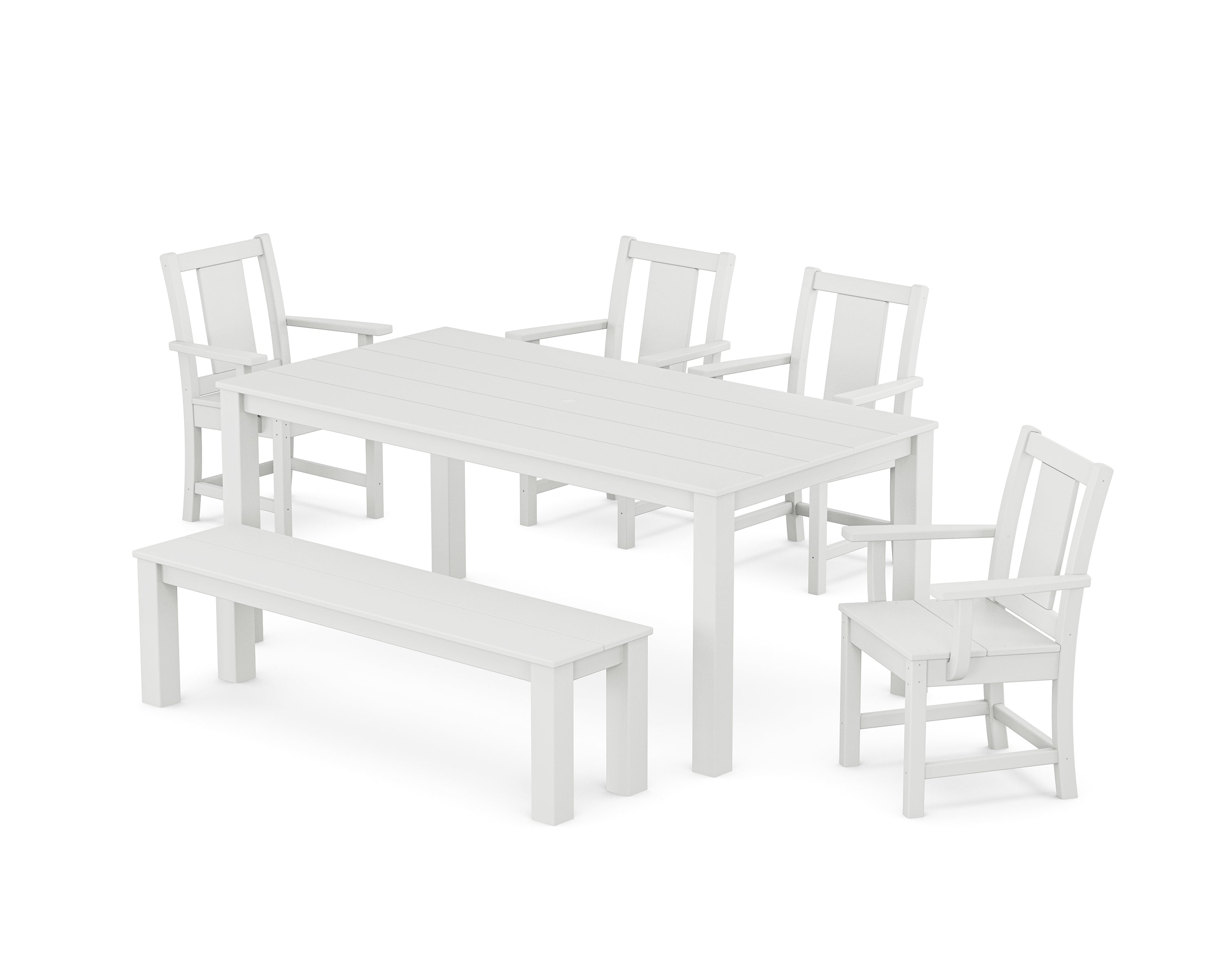 POLYWOOD® Prairie 6-Piece Parsons Dining Set with Bench in White