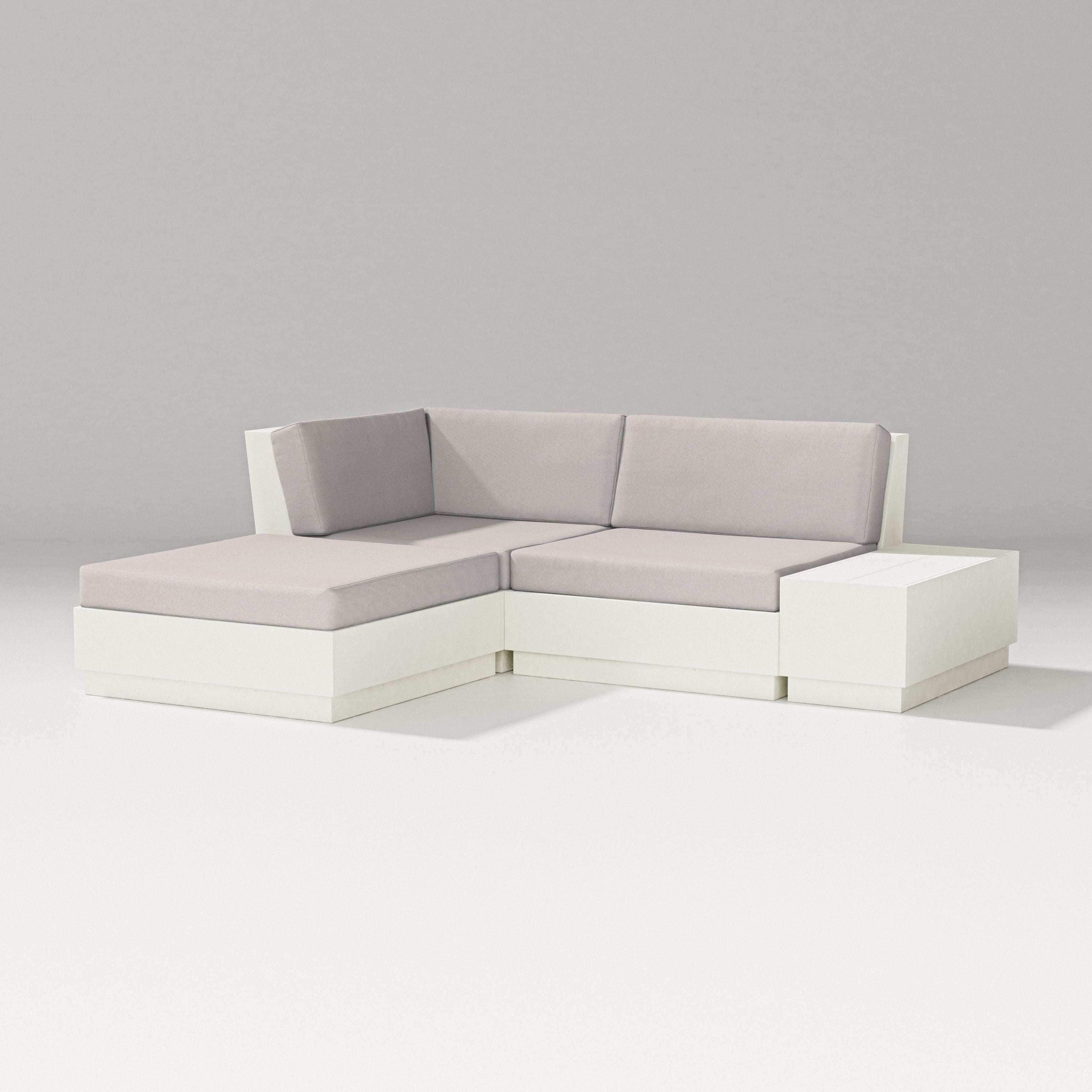 PW Designer Series Elevate Loveseat Sectional with Chaise in Vintage White / Dune Burlap
