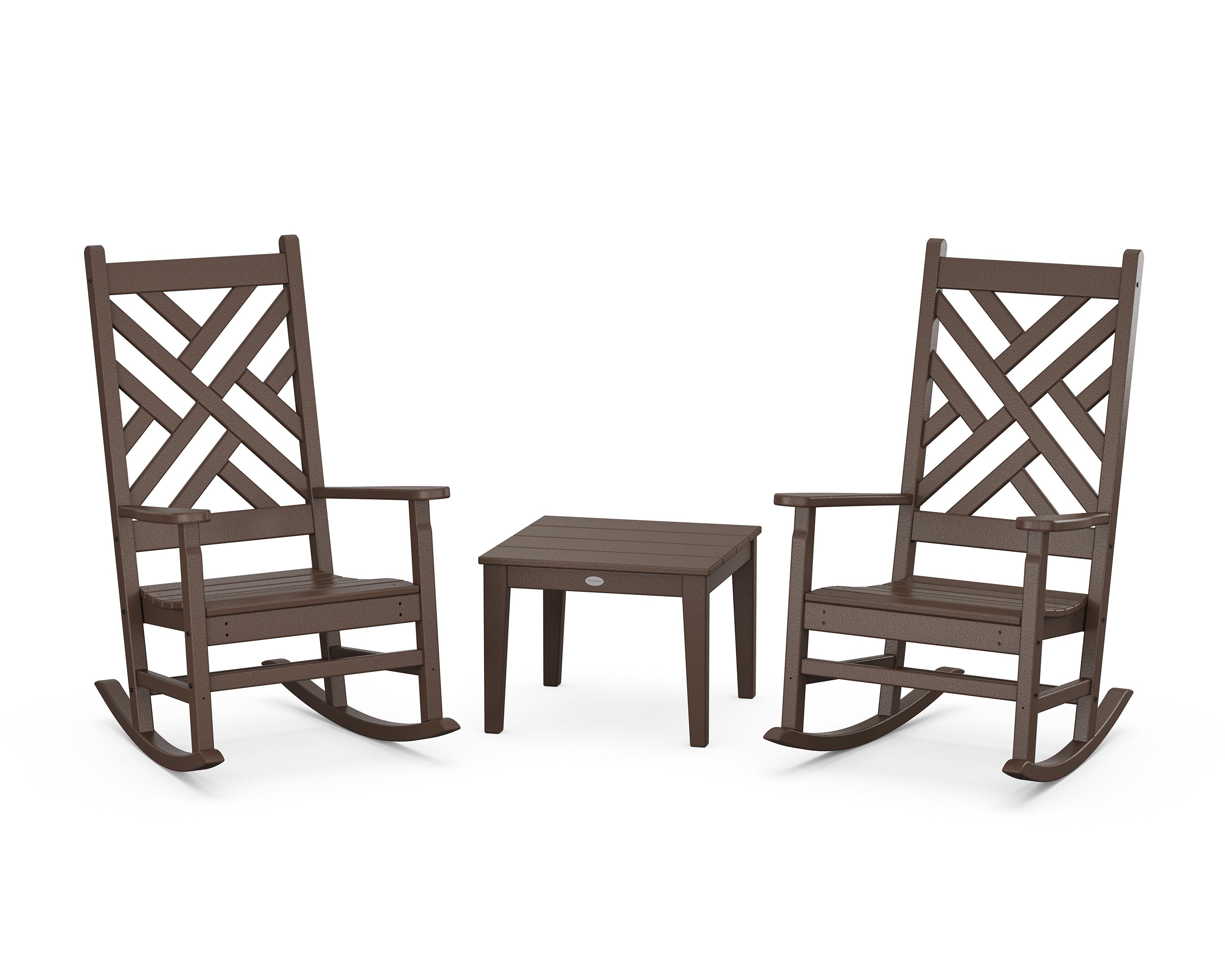 POLYWOOD® Chippendale 3-Piece Rocking Chair Set in Mahogany