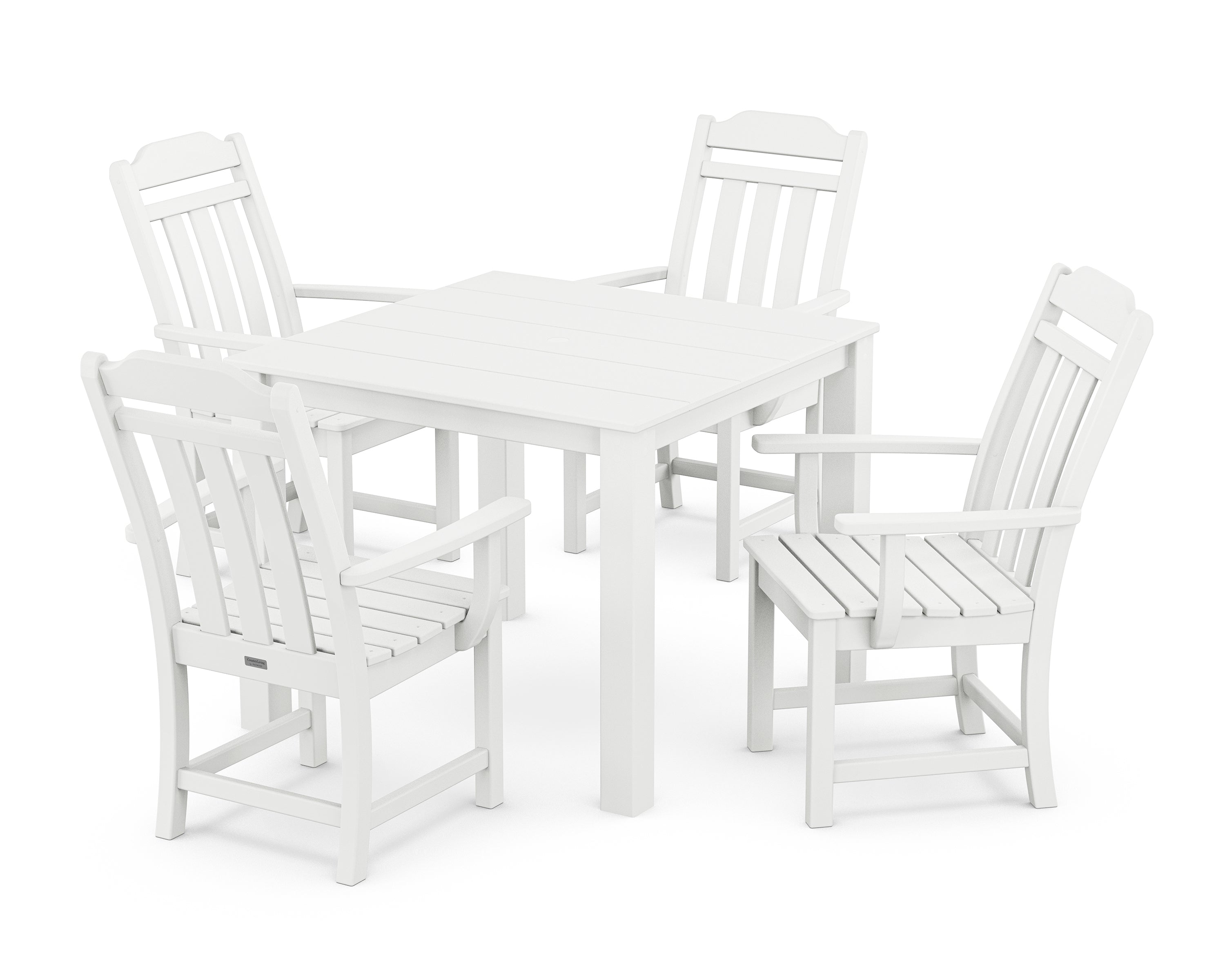 Polywood Country Living 5-Piece Parsons Dining Set in White