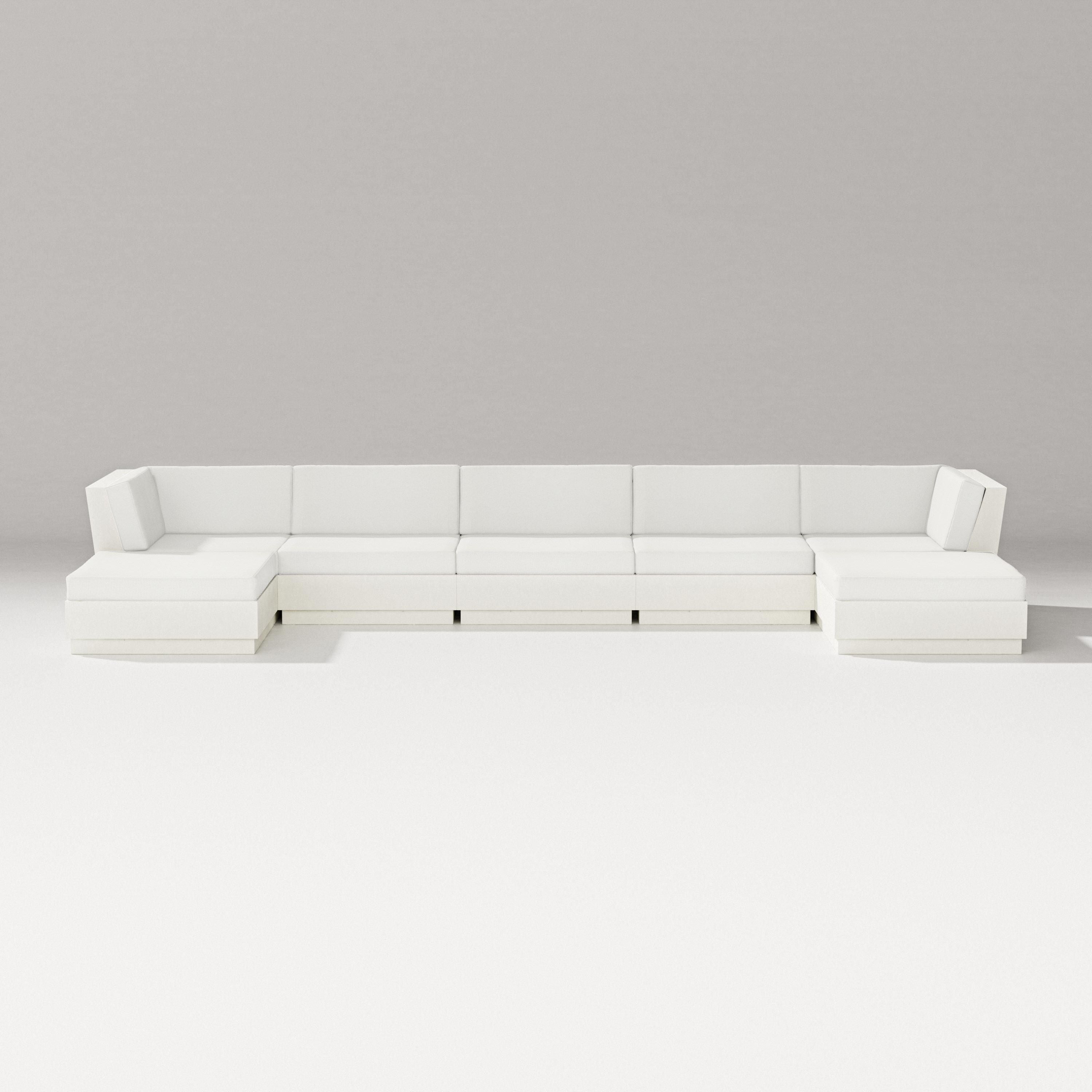 PW Designer Series Elevate 7-Piece Double Chaise Sectional in Vintage White / Natural Linen