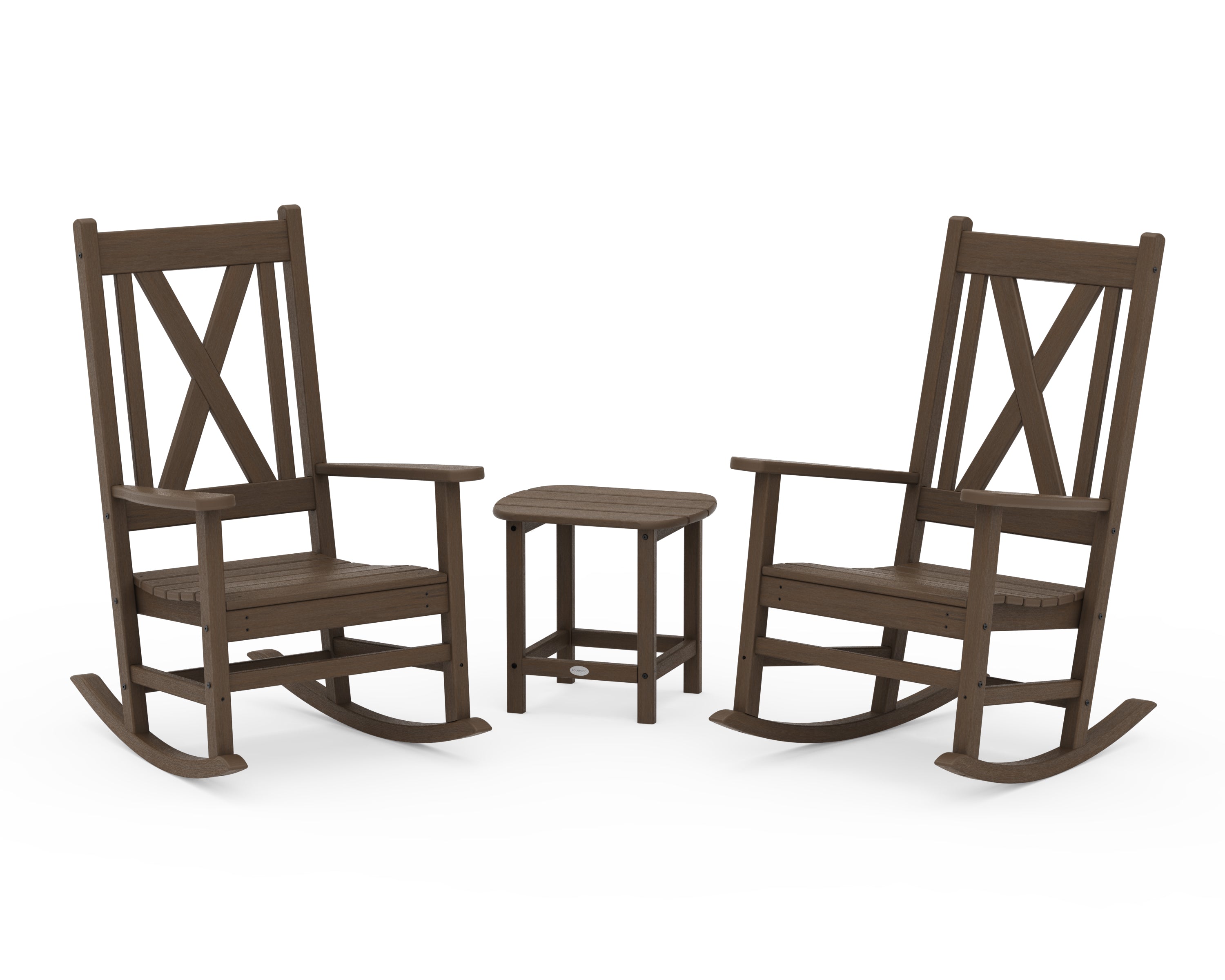 POLYWOOD Braxton 3-Piece Porch Rocking Chair Set in Kona