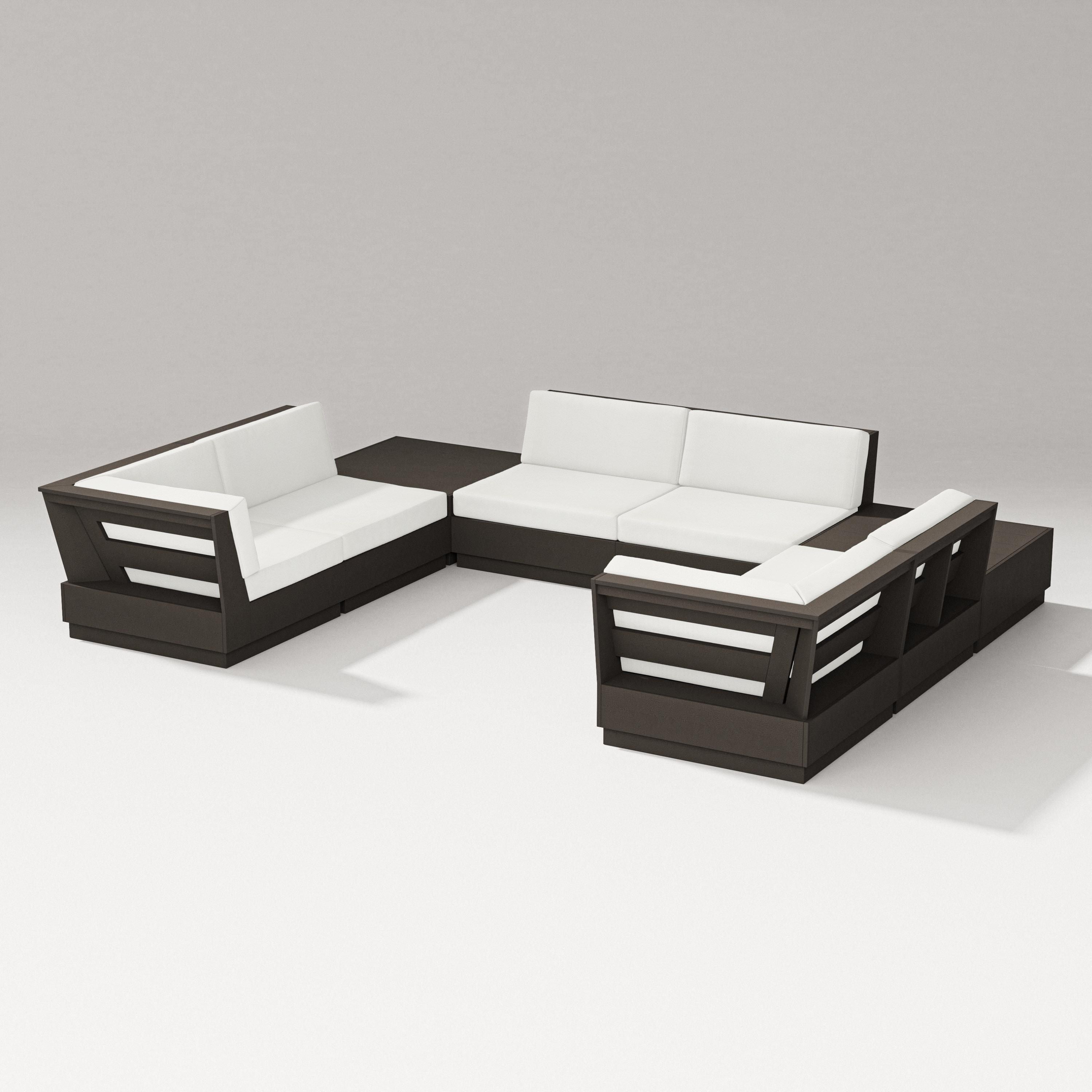 PW Designer Series Elevate 8-Piece U-Shaped Sectional in Vintage Coffee / Natural Linen