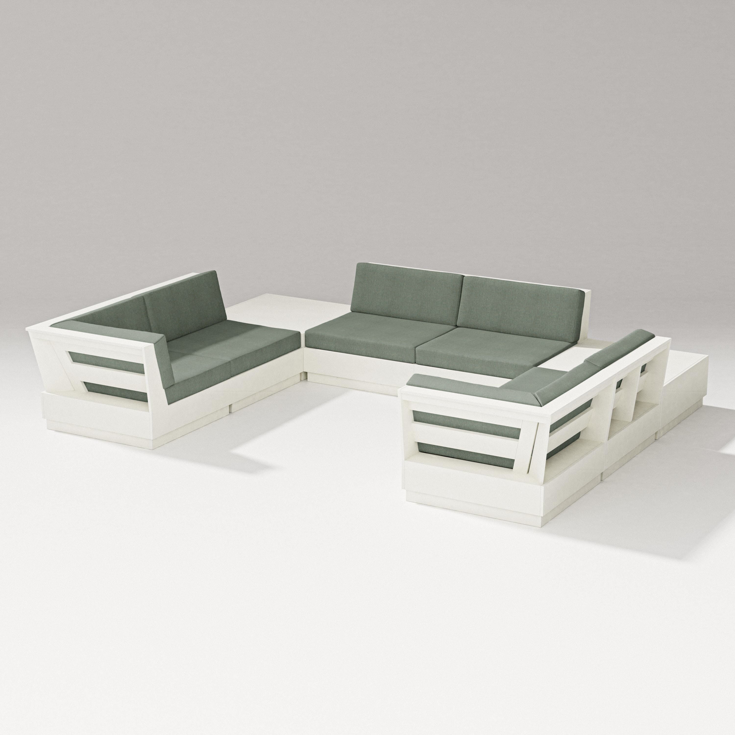 PW Designer Series Elevate 8-Piece U-Shaped Sectional in Vintage White / Cast Sage