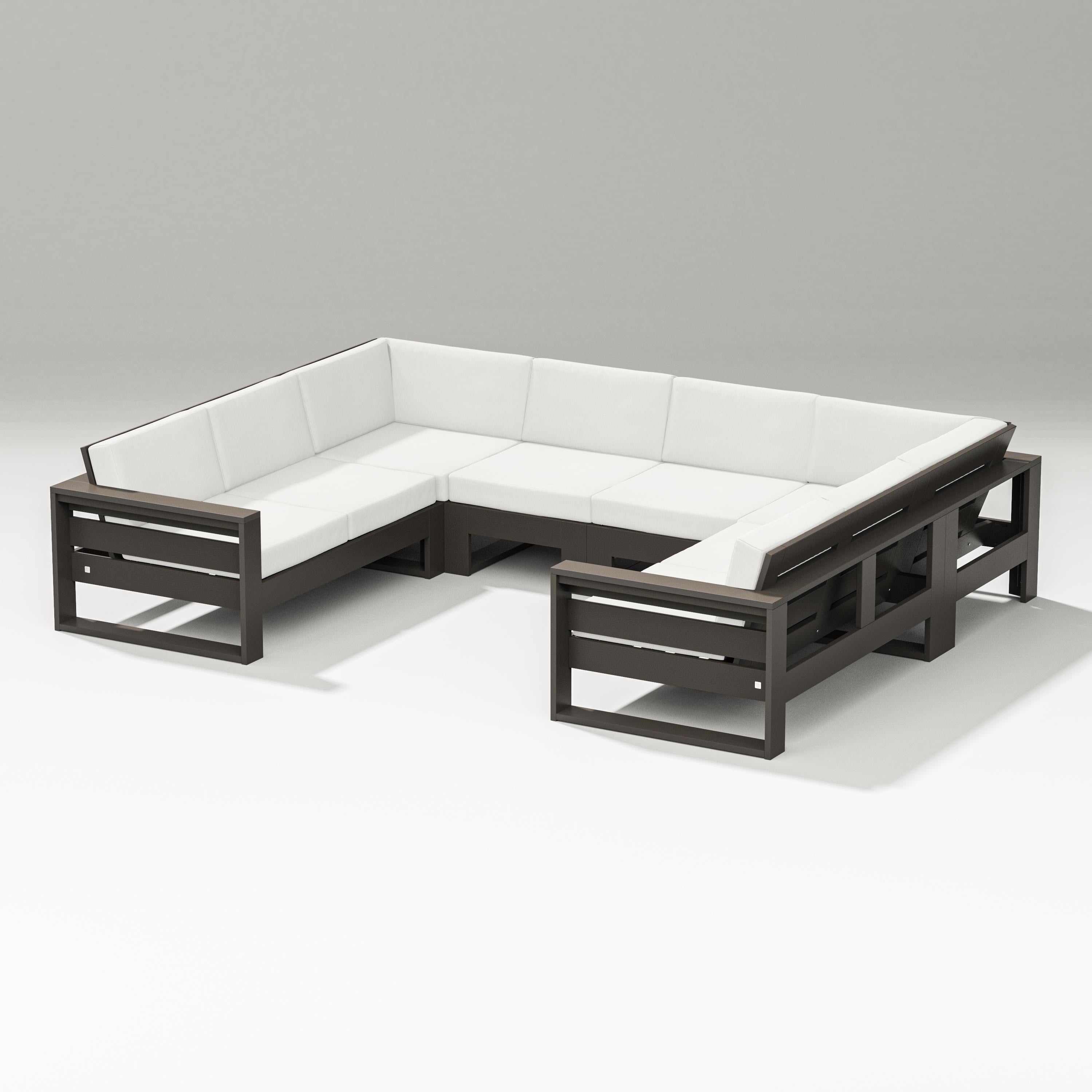 PW Designer Series Latitude U-Shaped Sectional in Vintage Coffee / Natural Linen