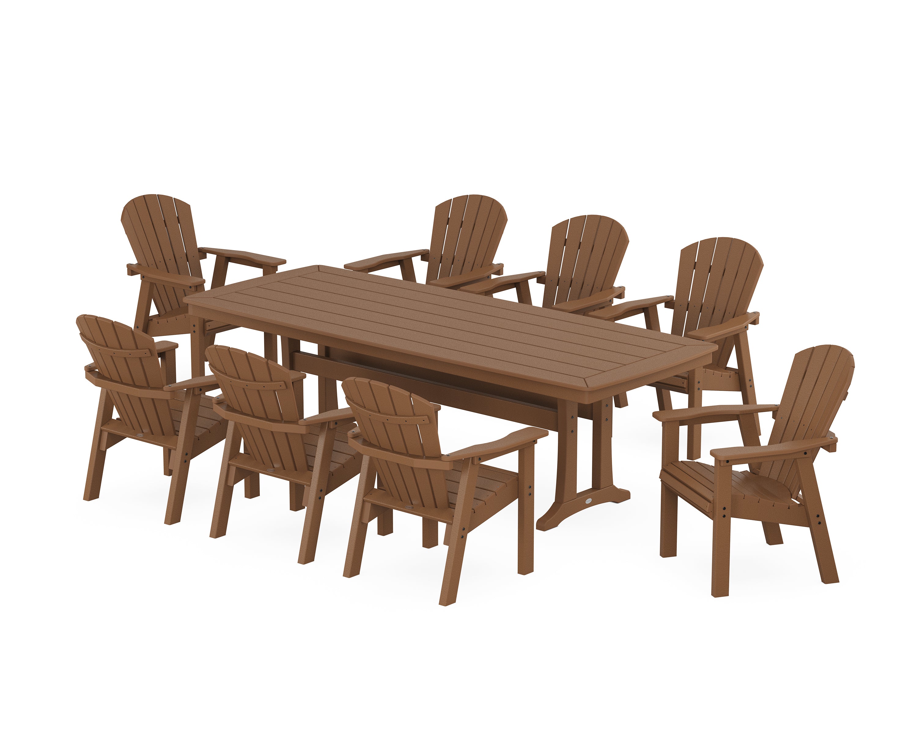 POLYWOOD® Seashell 9-Piece Dining Set with Trestle Legs in Teak