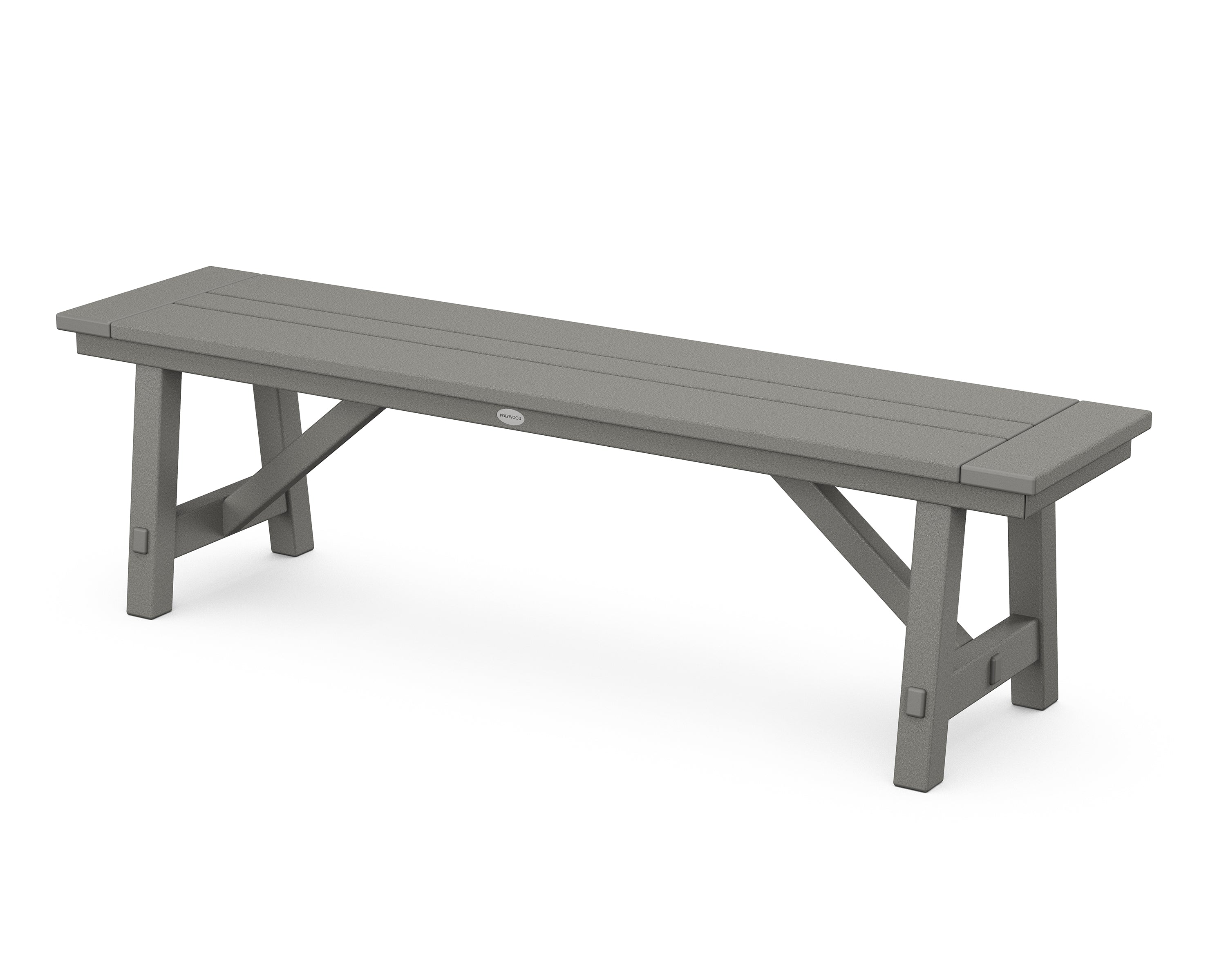 POLYWOOD® Rustic Farmhouse 60" Backless Bench in Slate Grey