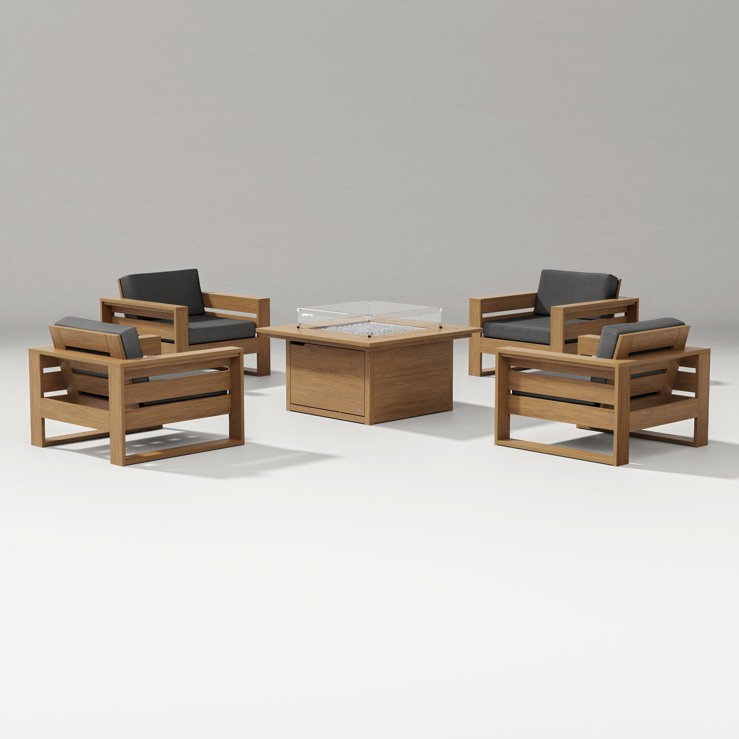 PW Designer Series Latitude 5-Piece Lounge Fire Table Set in Natural / Spectrum Carbon