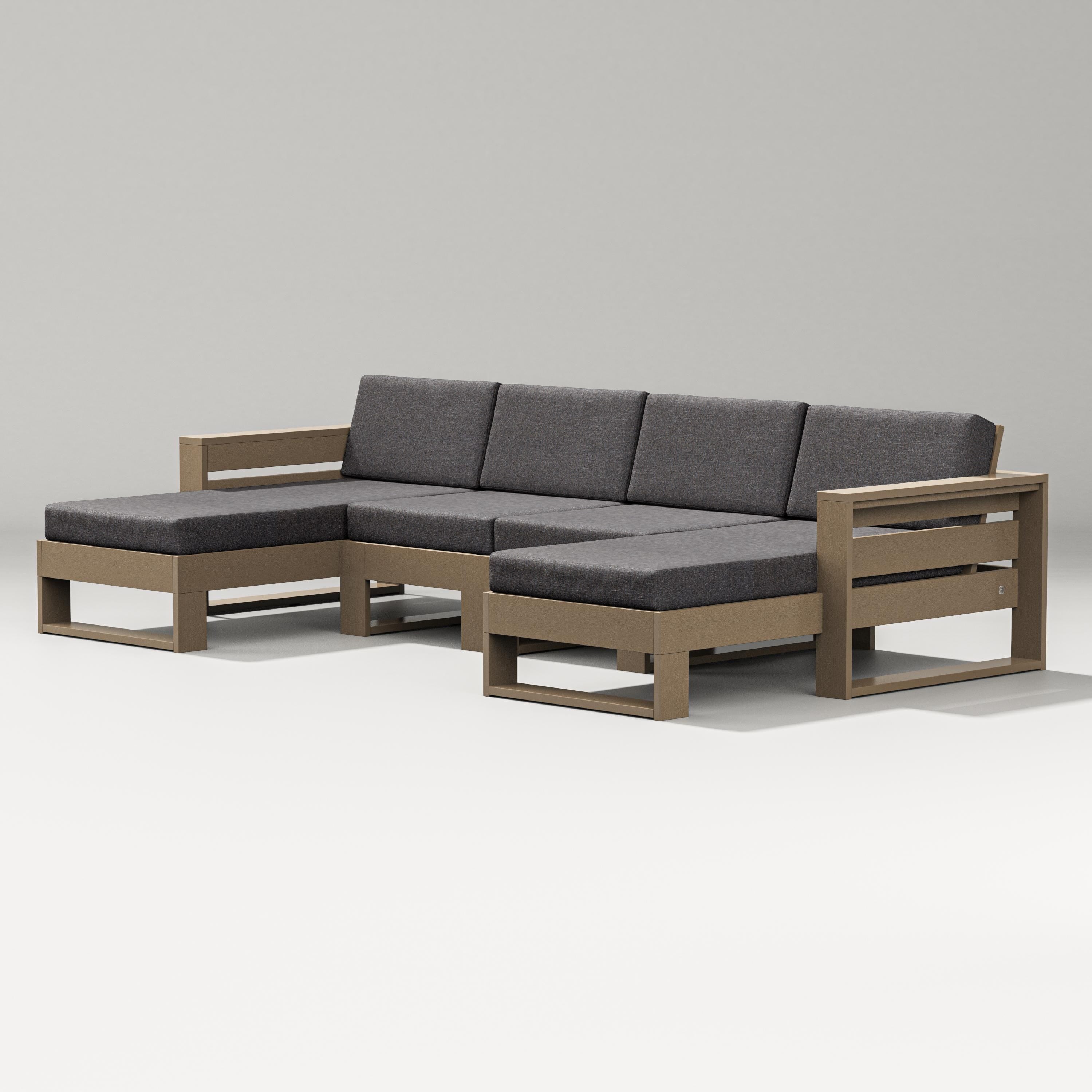 PW Designer Series Latitude Double Chaise Sectional in Vintage Sahara / Ash Charcoal
