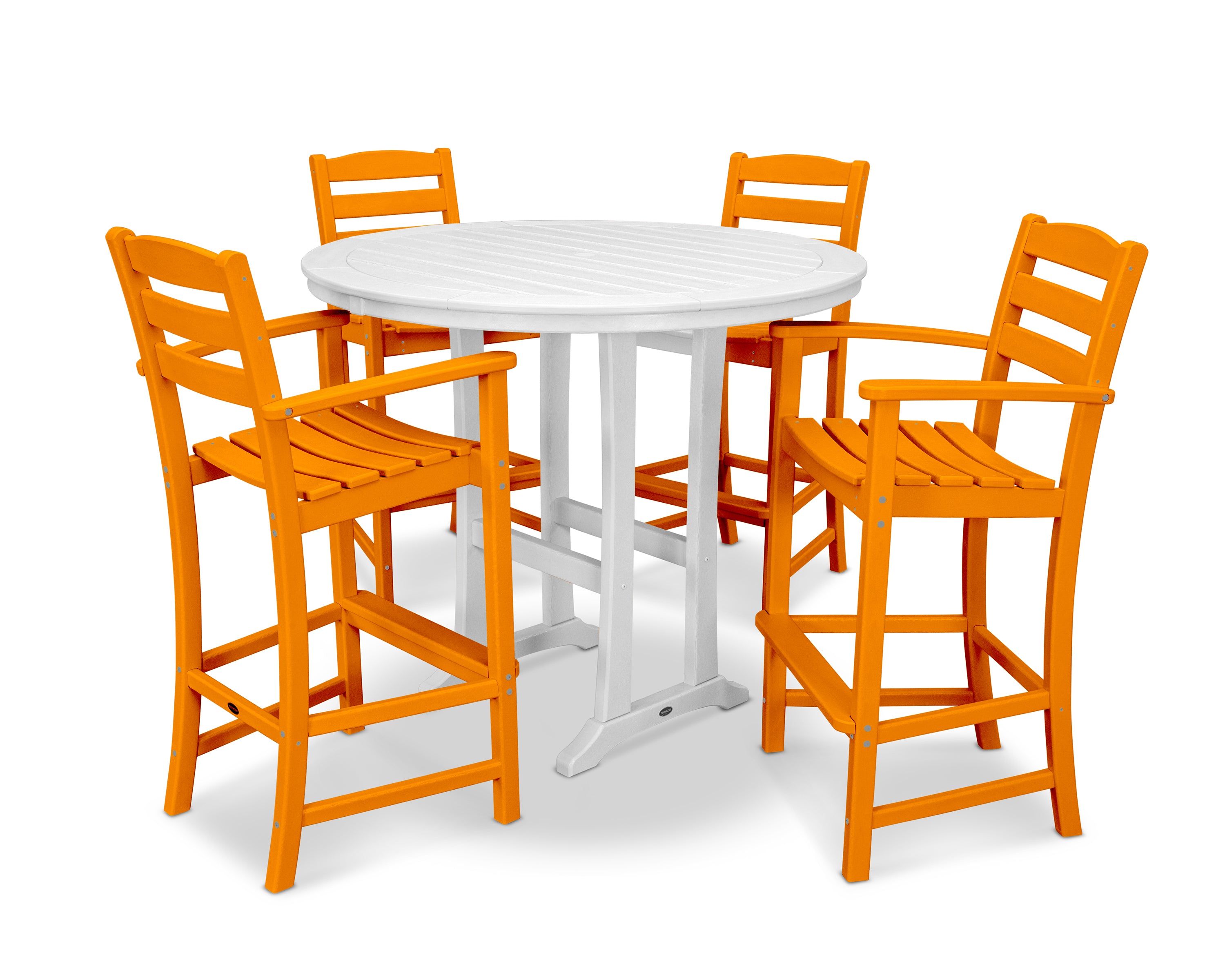 POLYWOOD® La Casa Café 5-Piece Bar Dining Set in Tangerine / White