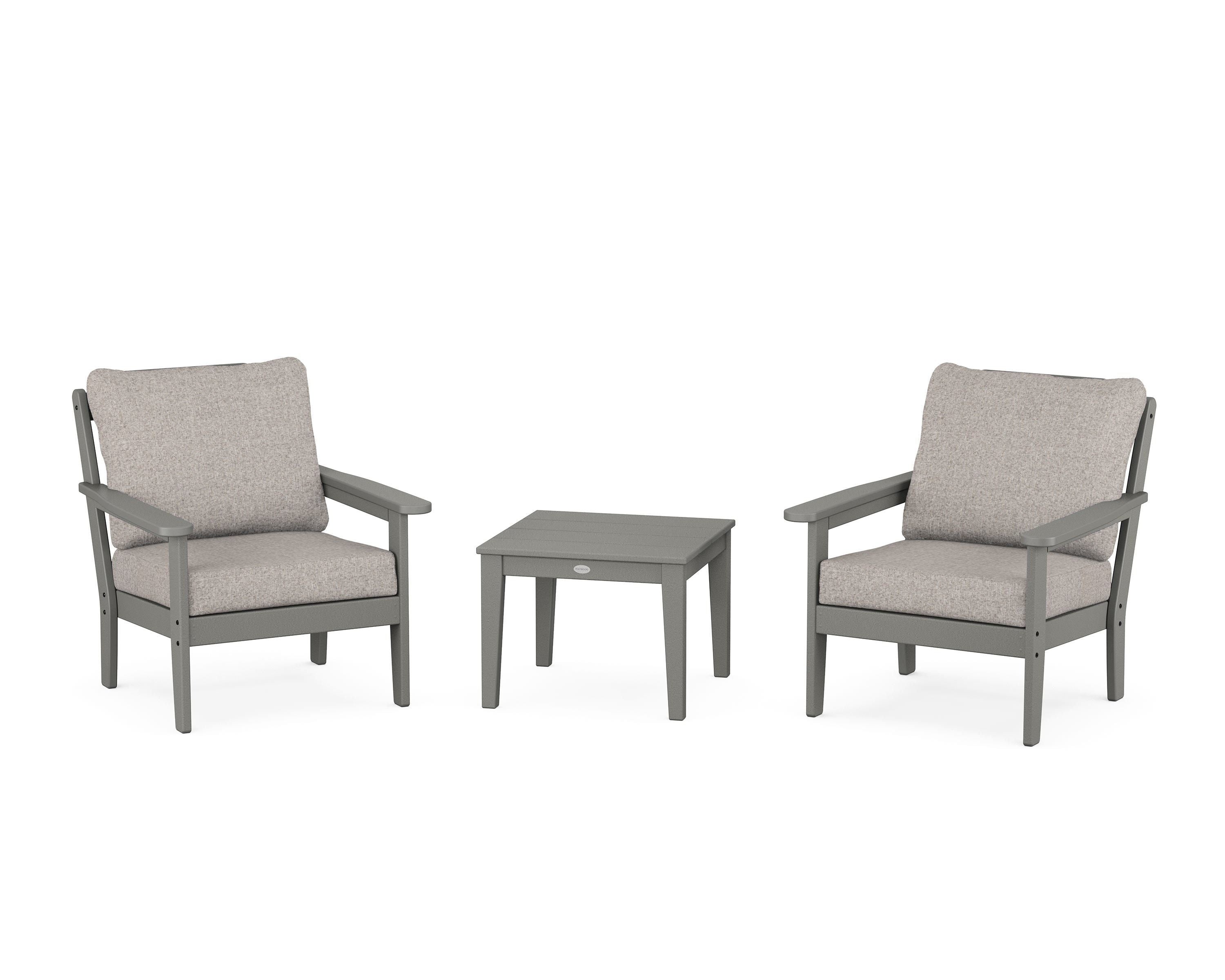 Country Living Cottage 3-Piece Deep Seating Set in Slate Grey / Weathered Tweed