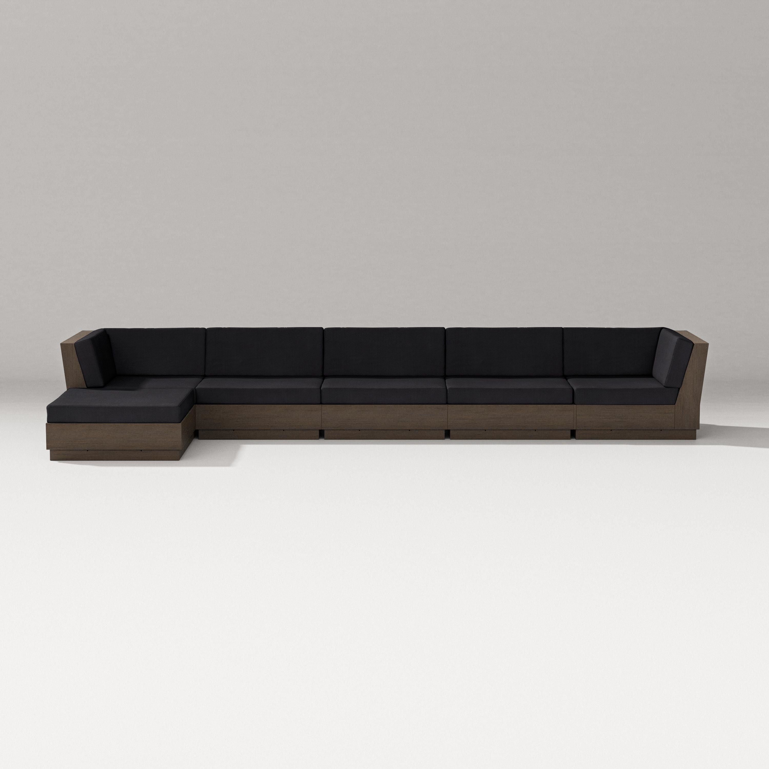 PW Designer Series Elevate 6-Piece Chaise Sectional in Kona / Midnight Linen